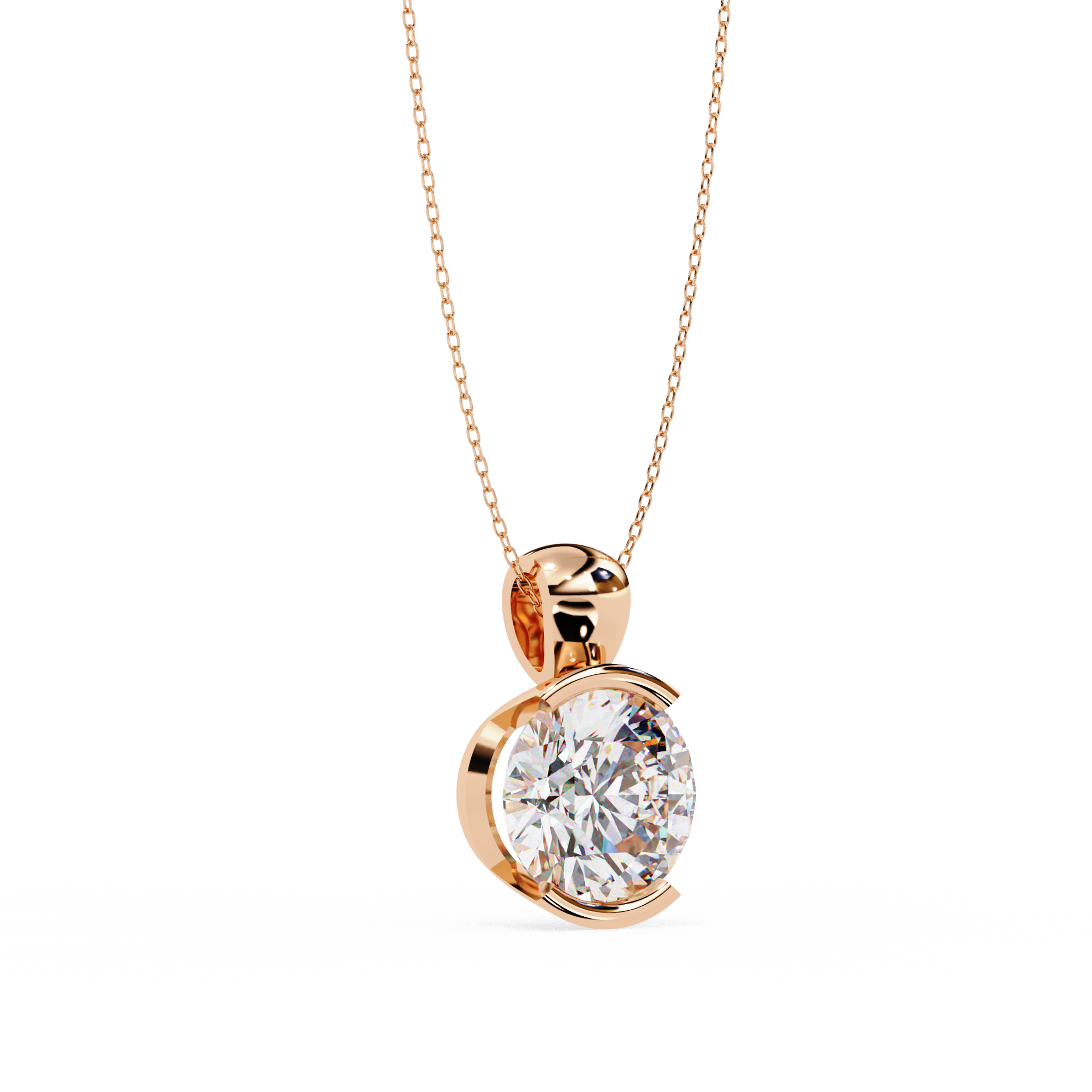 2.22 Carat Round Shape Lab Diamond Pendant Necklace – F Color VVS2 Clarity