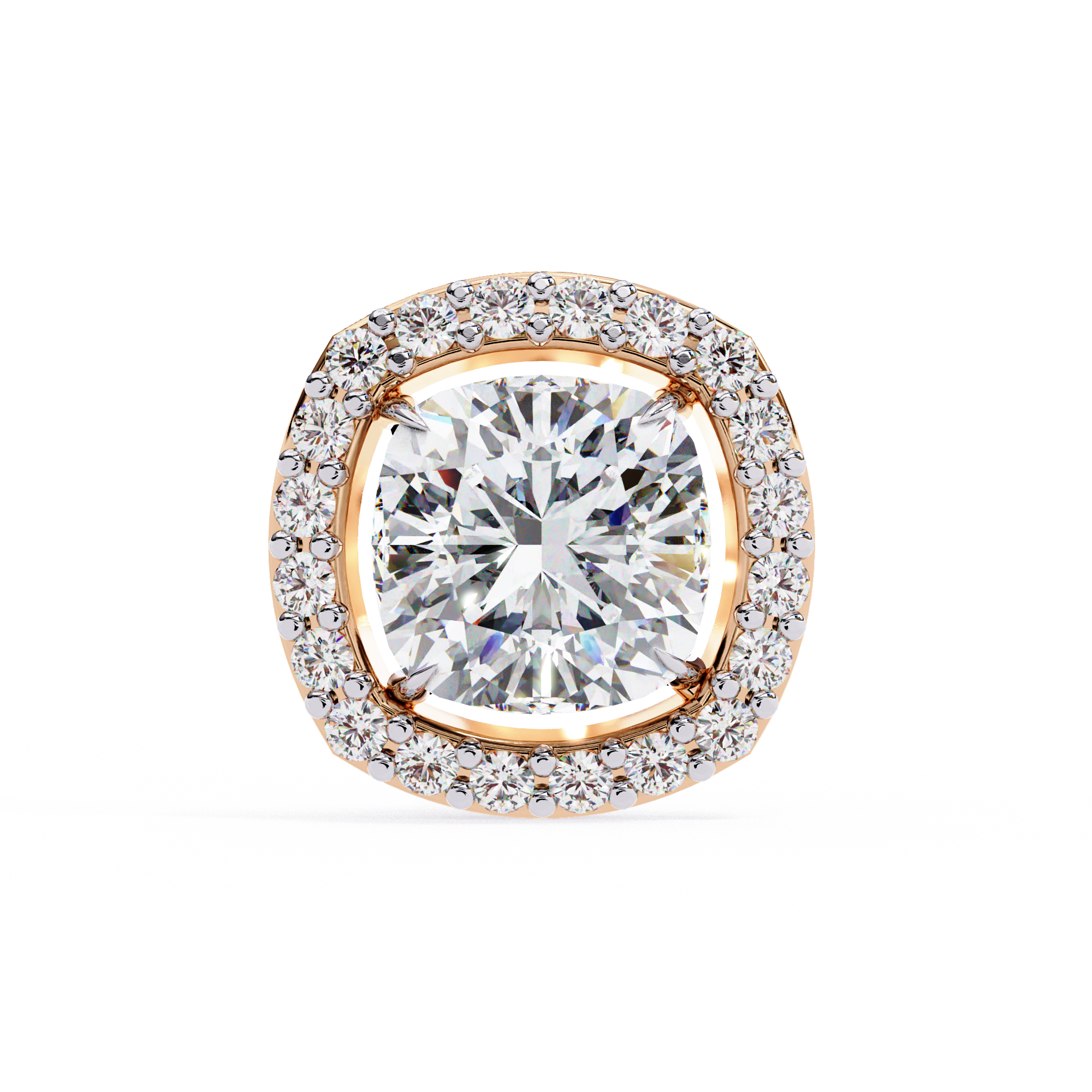 Pure Brilliance 1.92 Carat Cushion Shape Lab Grown Diamond Halo Stud Earrings