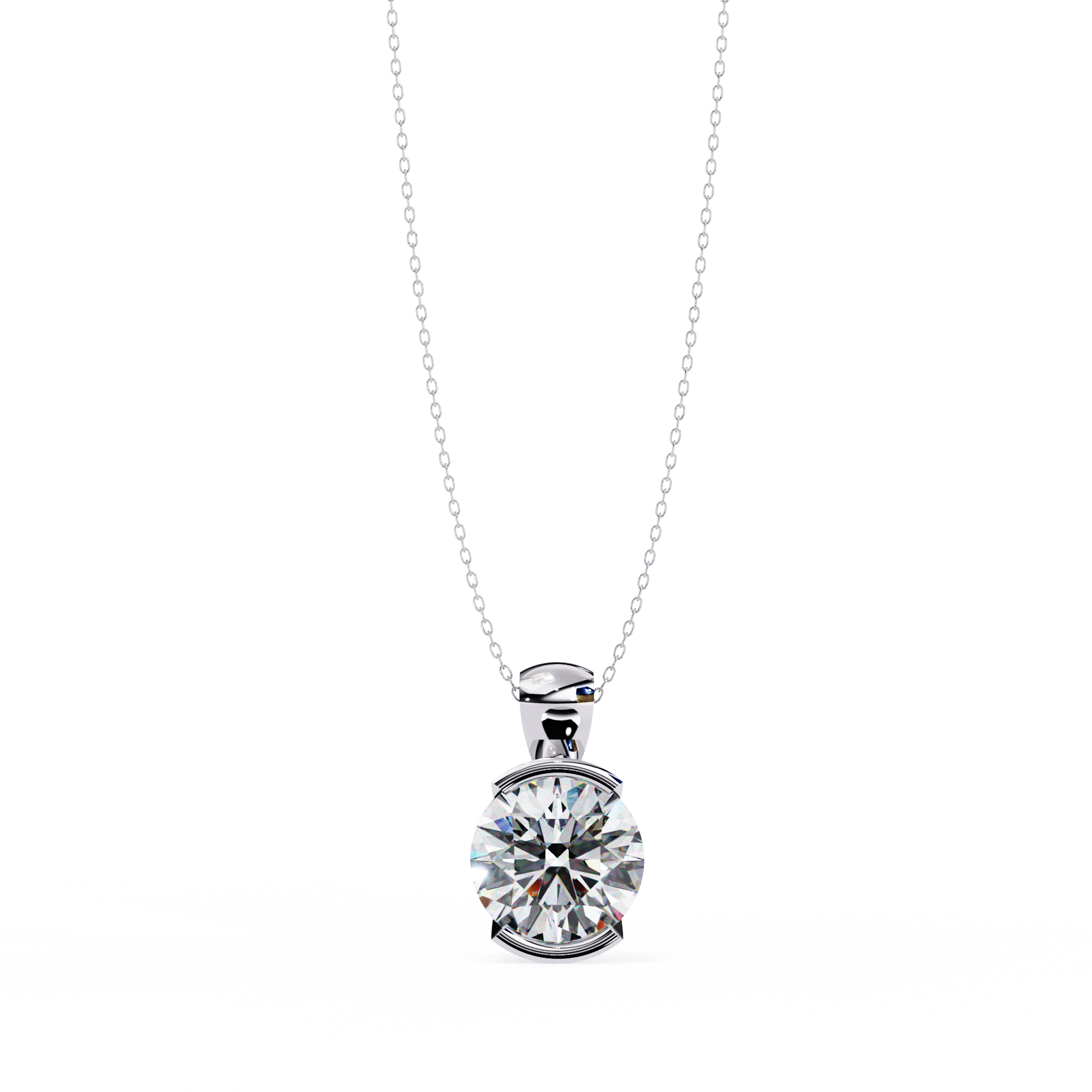 2.22 Carat Round Shape Lab Diamond Pendant Necklace – F Color VVS2 Clarity