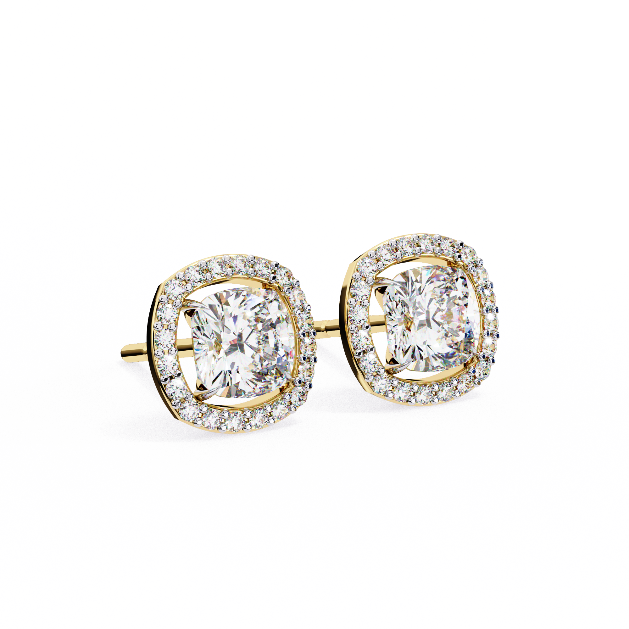 Pure Brilliance 1.92 Carat Cushion Shape Lab Grown Diamond Halo Stud Earrings
