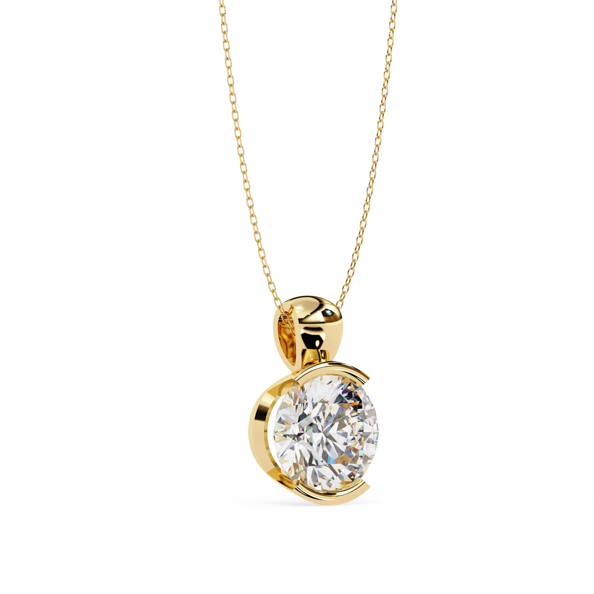 2.22 Carat Round Shape Lab Diamond Pendant Necklace – F Color VVS2 Clarity