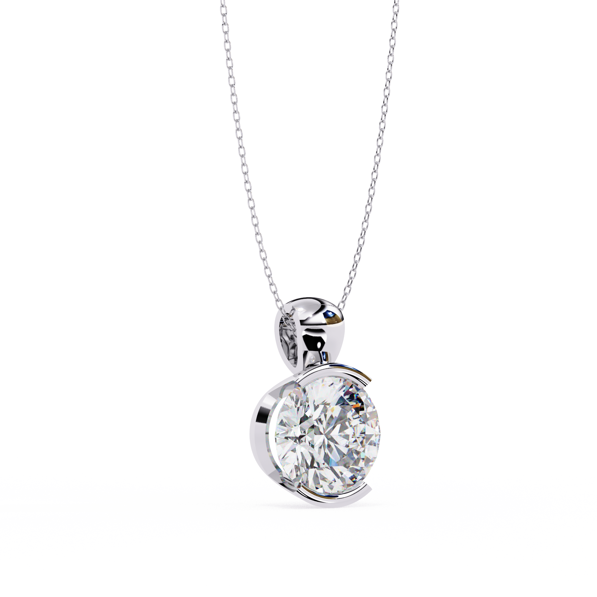 2.22 Carat Round Shape Lab Diamond Pendant Necklace – F Color VVS2 Clarity