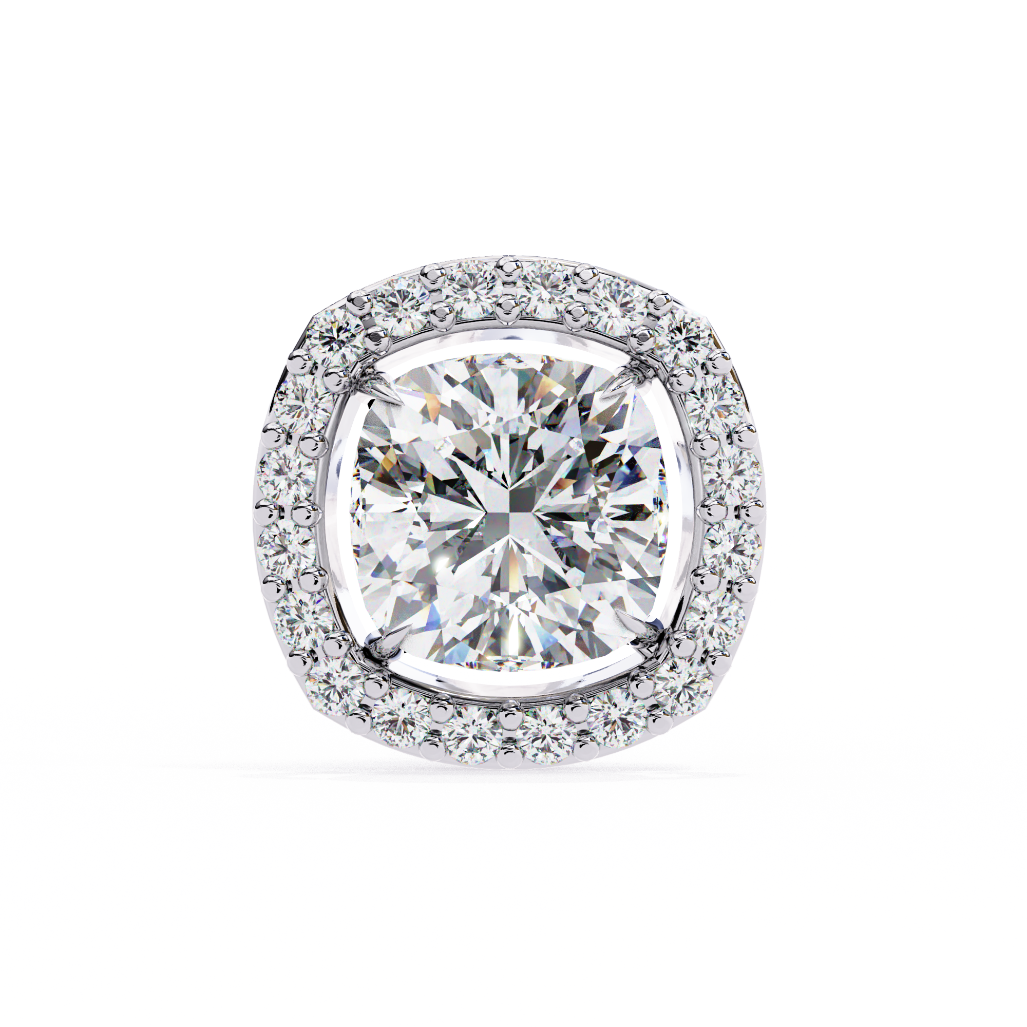 1.92 Carat Natural Diamond Cushion Halo Stud Earrings.