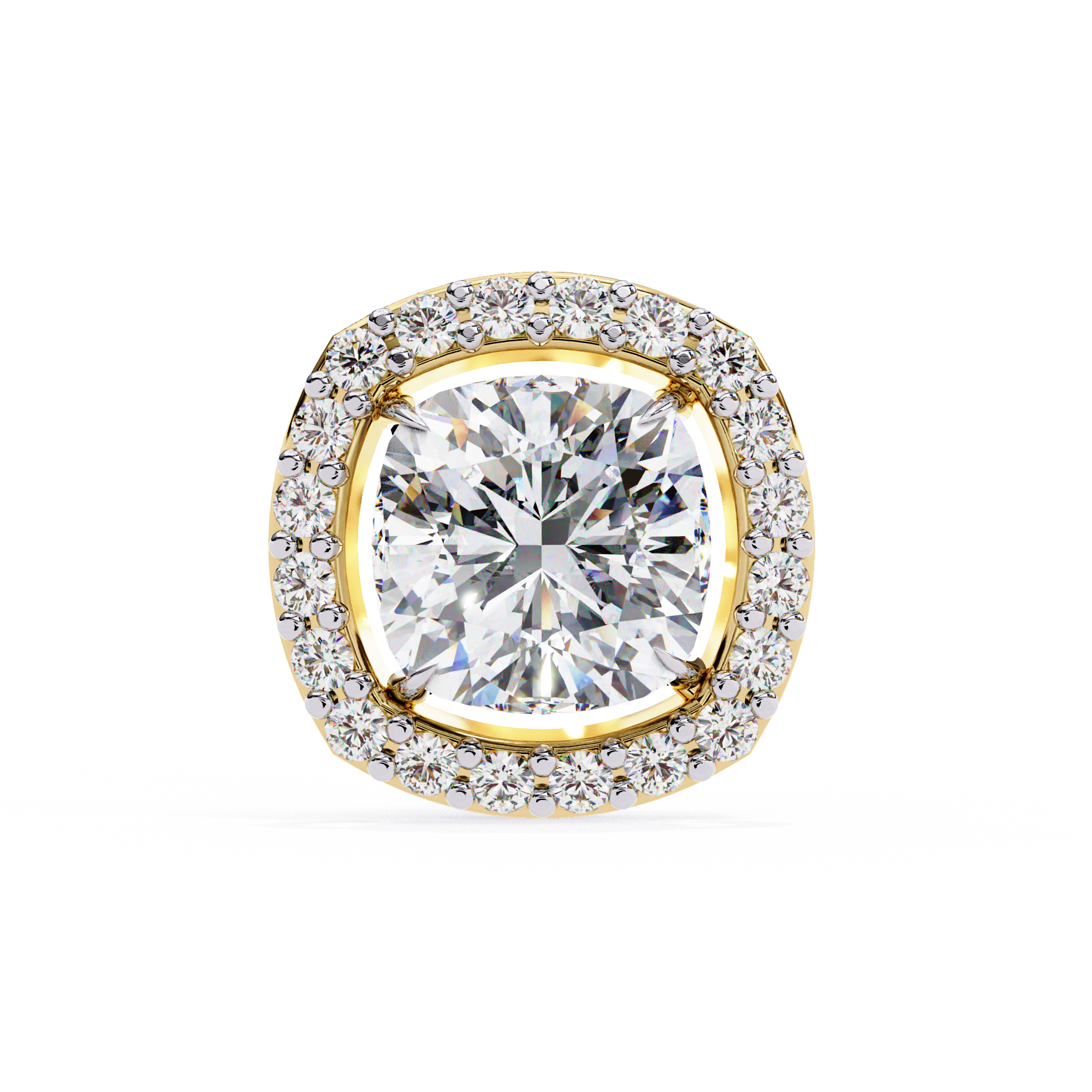 1.92 Carat Natural Diamond Cushion Halo Stud Earrings.