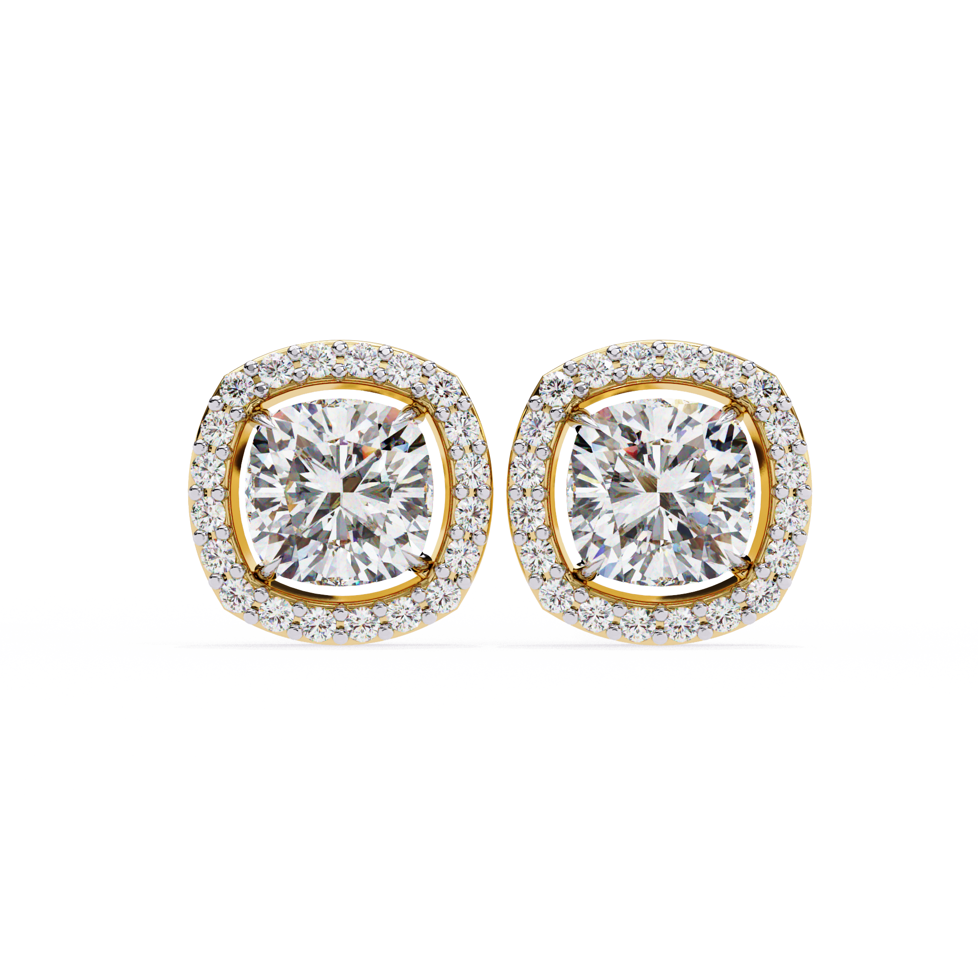 Pure Brilliance 1.92 Carat Cushion Shape Lab Grown Diamond Halo Stud Earrings