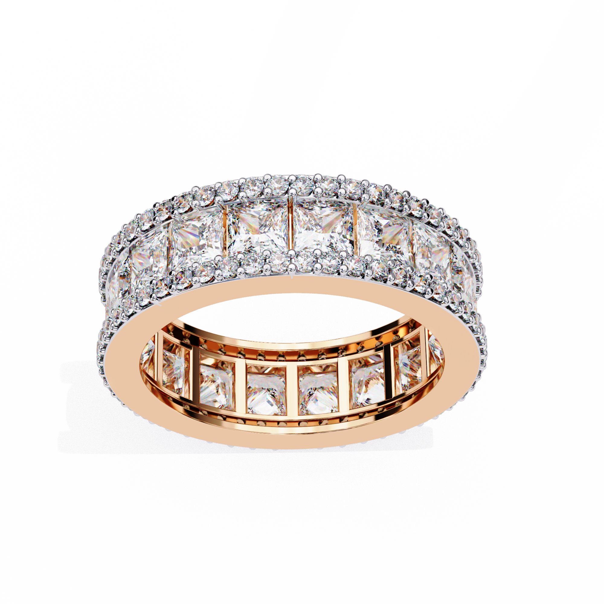 Luxury 3.54 Carat Round & Princess Lab Diamond Eternity Ring