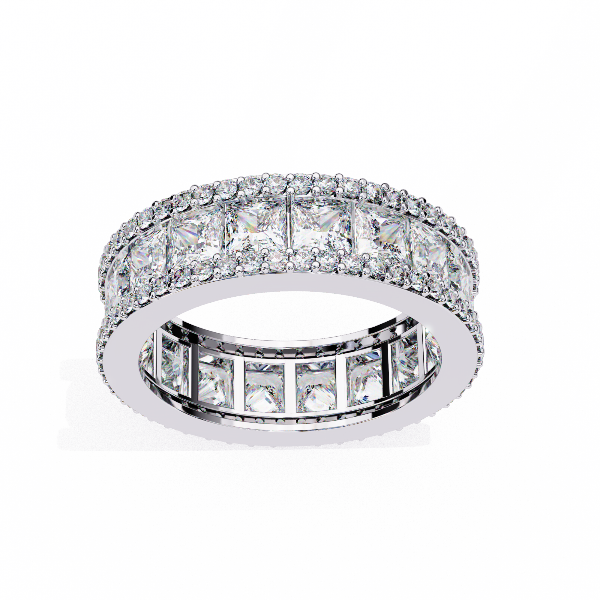Luxury 3.54 Carat Round & Princess Lab Diamond Eternity Ring