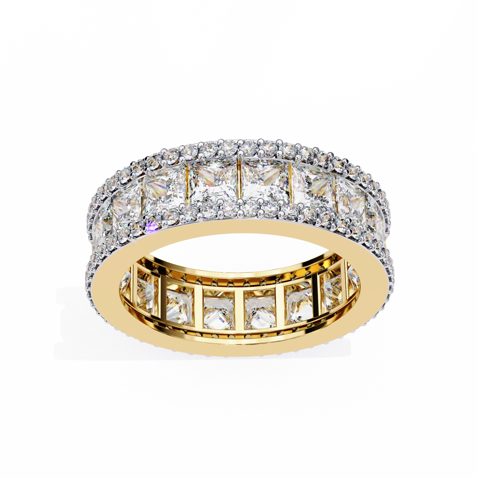 Luxury 3.54 Carat Round & Princess Lab Diamond Eternity Ring