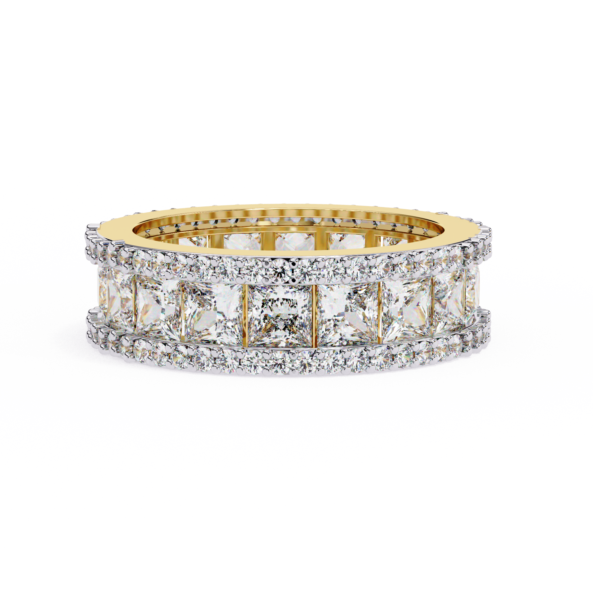 Luxury 3.54 Carat Round & Princess Lab Diamond Eternity Ring