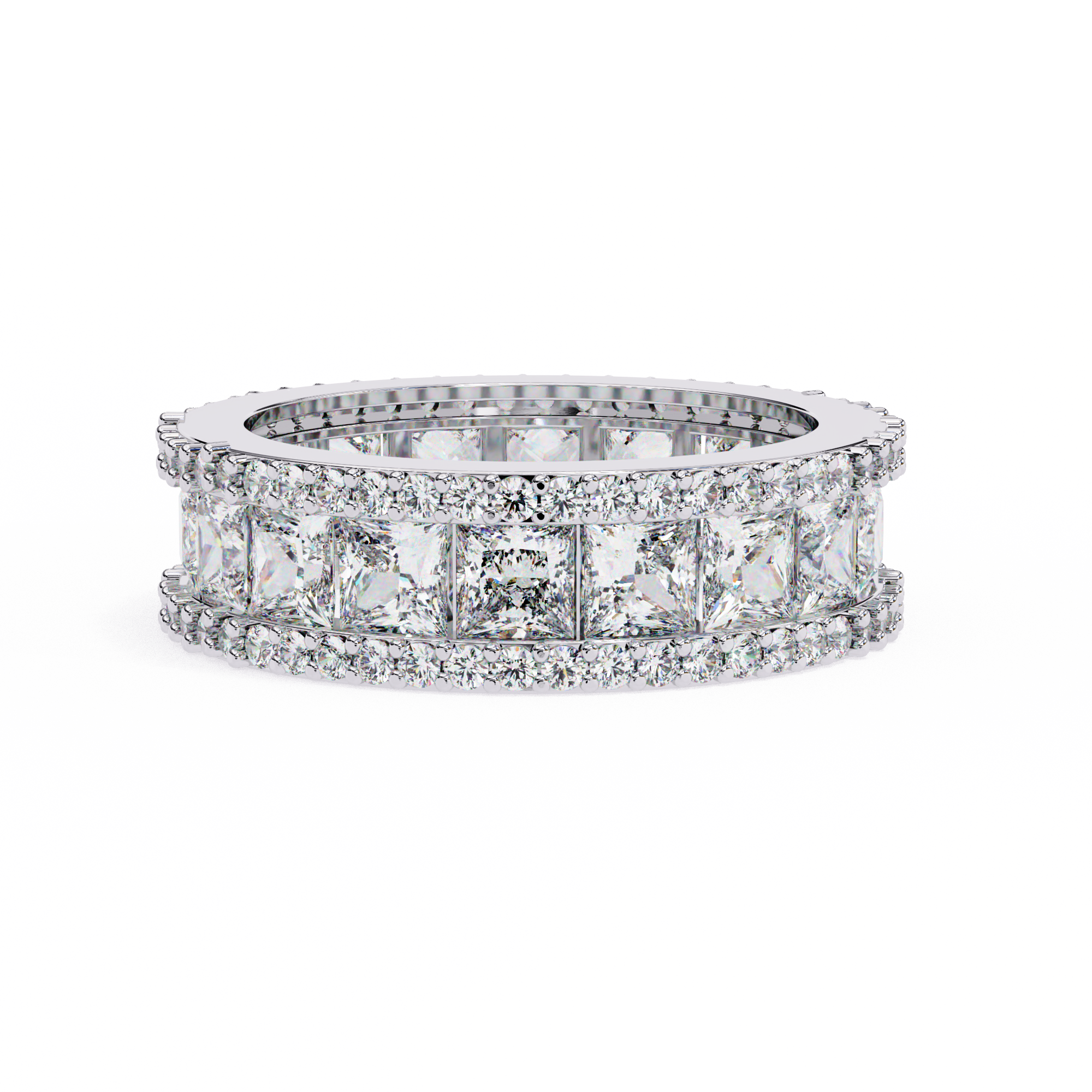 Luxury 3.54 Carat Round & Princess Lab Diamond Eternity Ring
