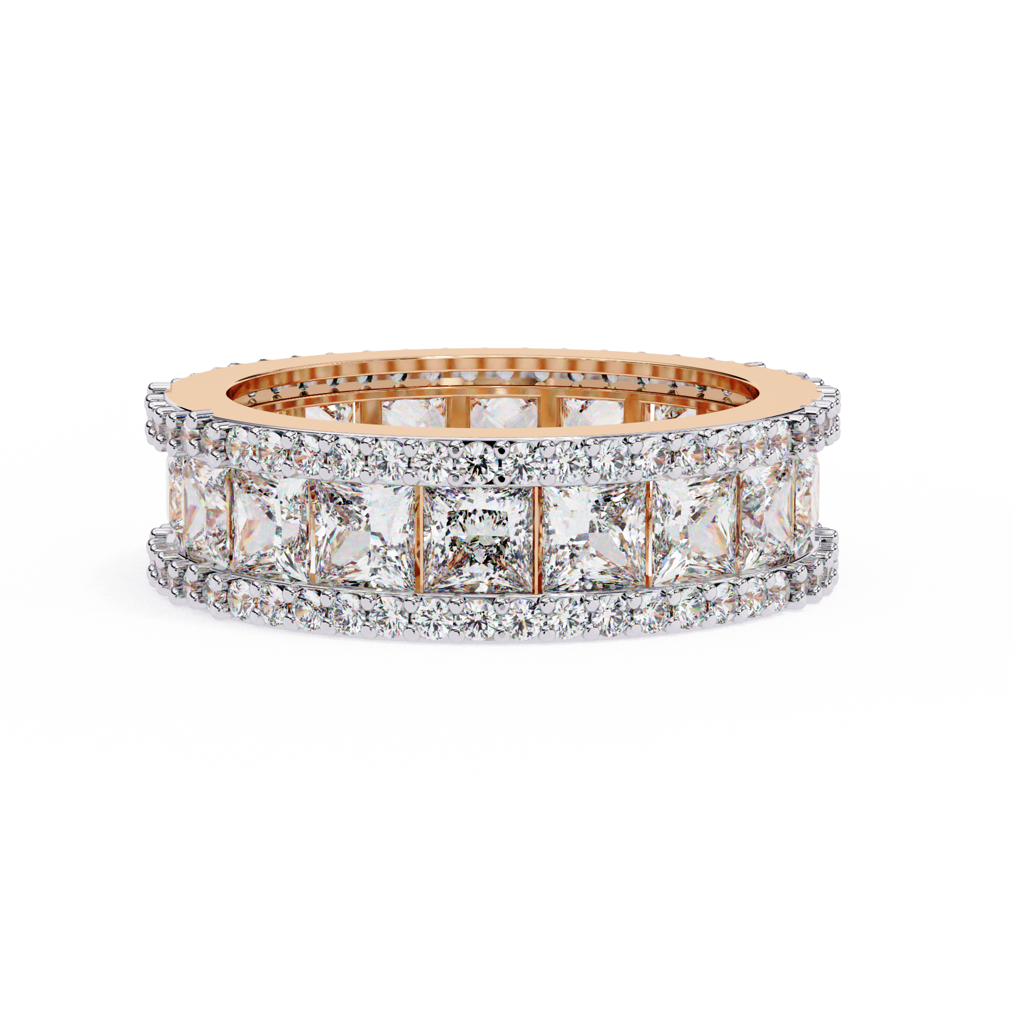 Luxury 3.54 Carat Round & Princess Lab Diamond Eternity Ring