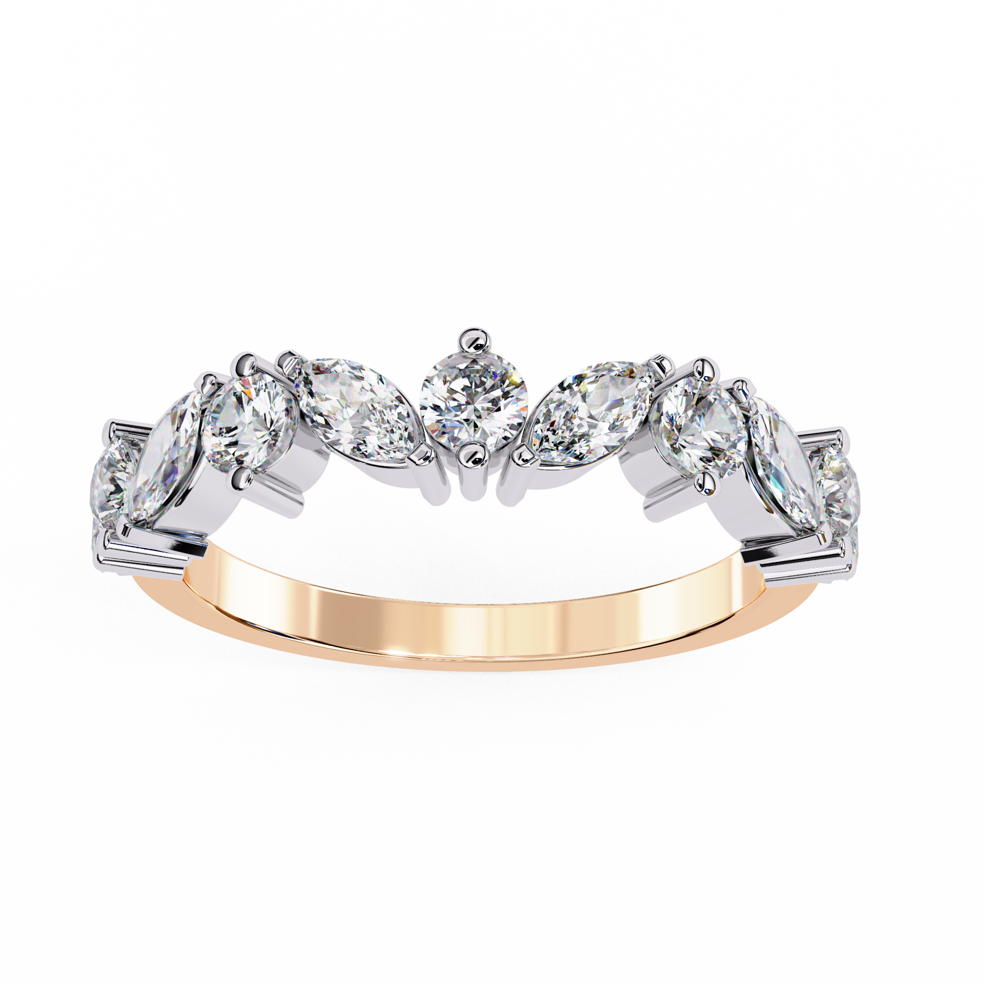 0.90 Carat Round & Marquise Lab Grown Diamond Wedding Band
