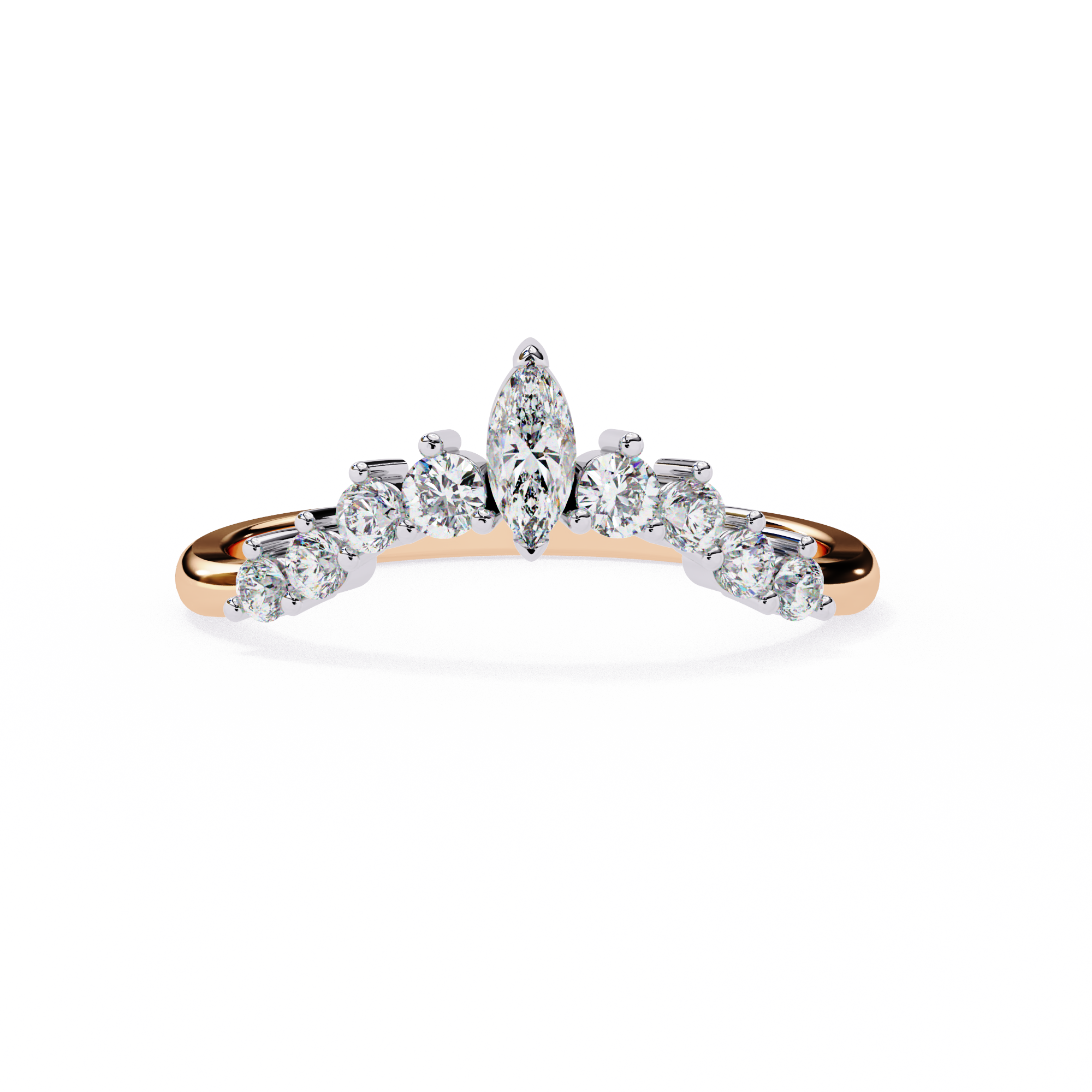 0.38 Carat Round & Marquise Lab Grown Diamond Tiara Wedding Band