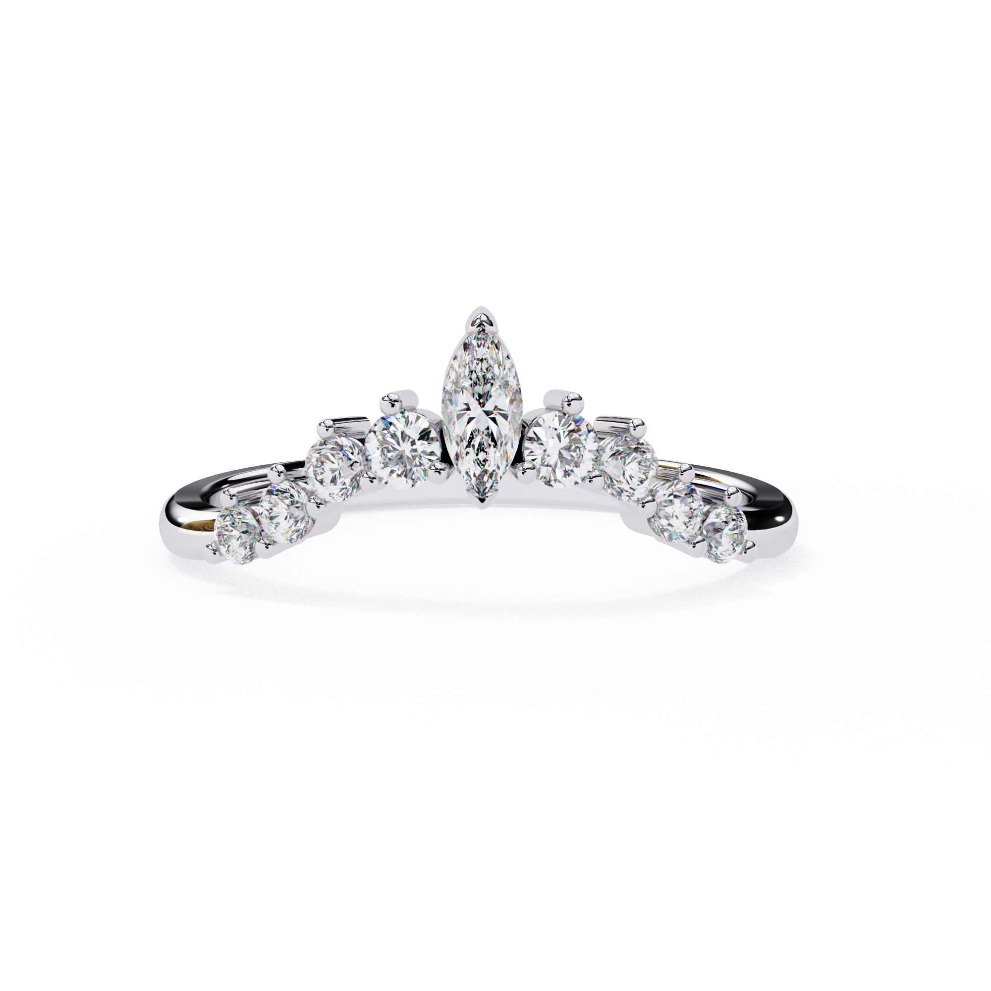 0.38 Carat Round & Marquise Lab Grown Diamond Tiara Wedding Band