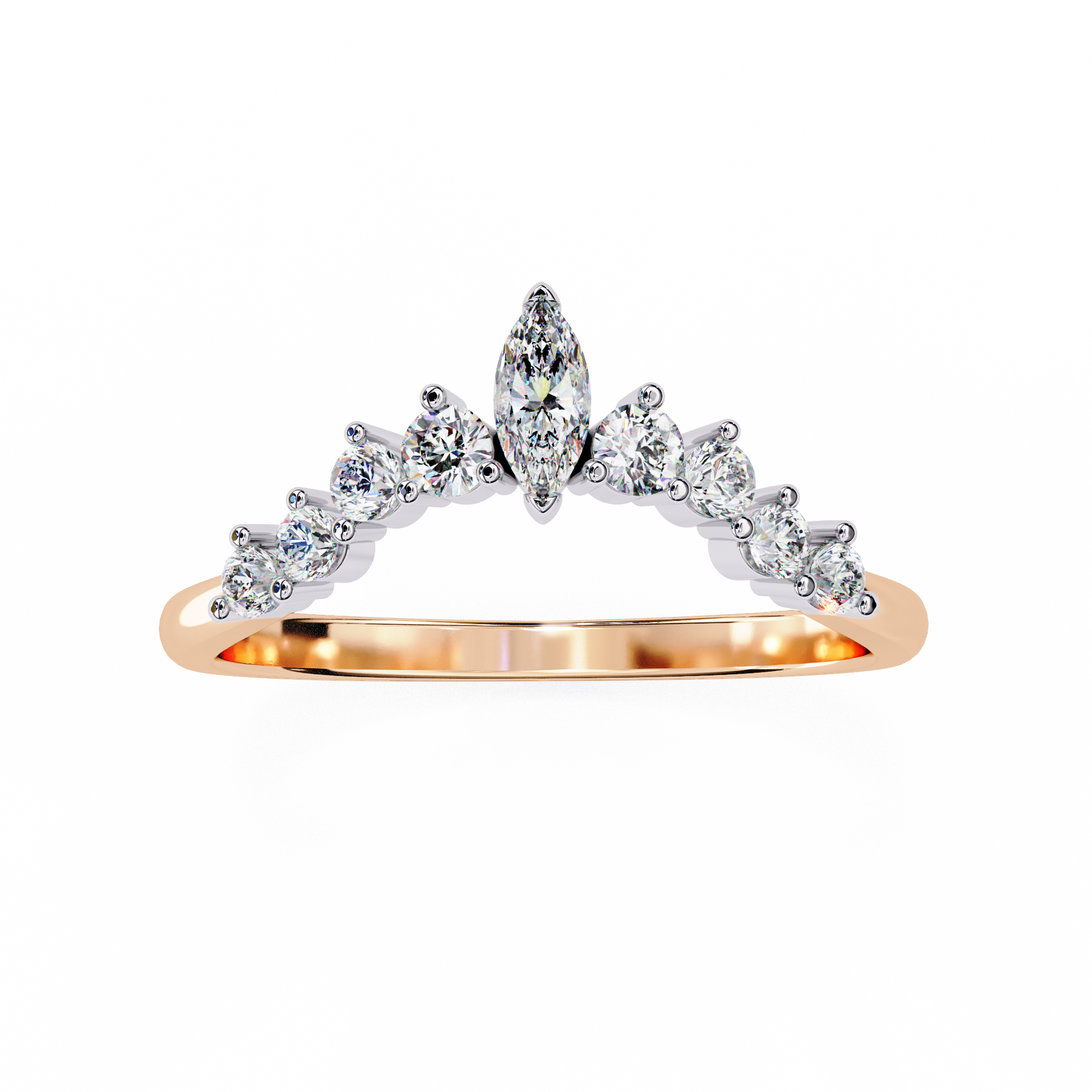0.38 Carat Round & Marquise Lab Grown Diamond Tiara Wedding Band