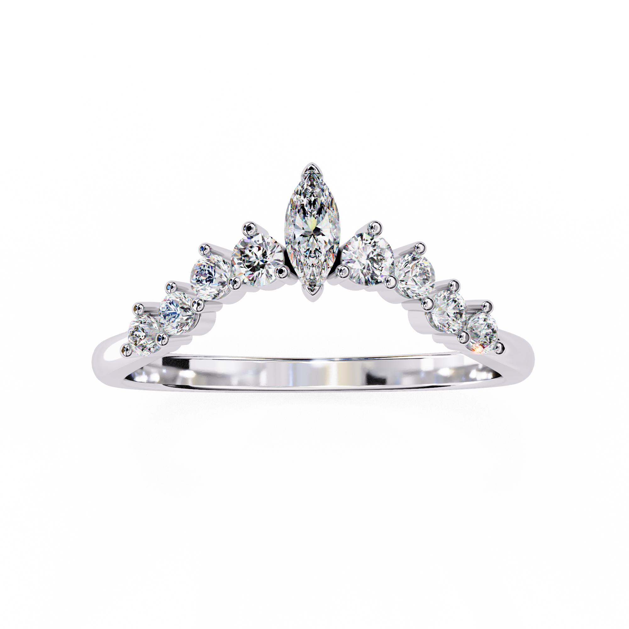 0.38 Carat Round & Marquise Lab Grown Diamond Tiara Wedding Band