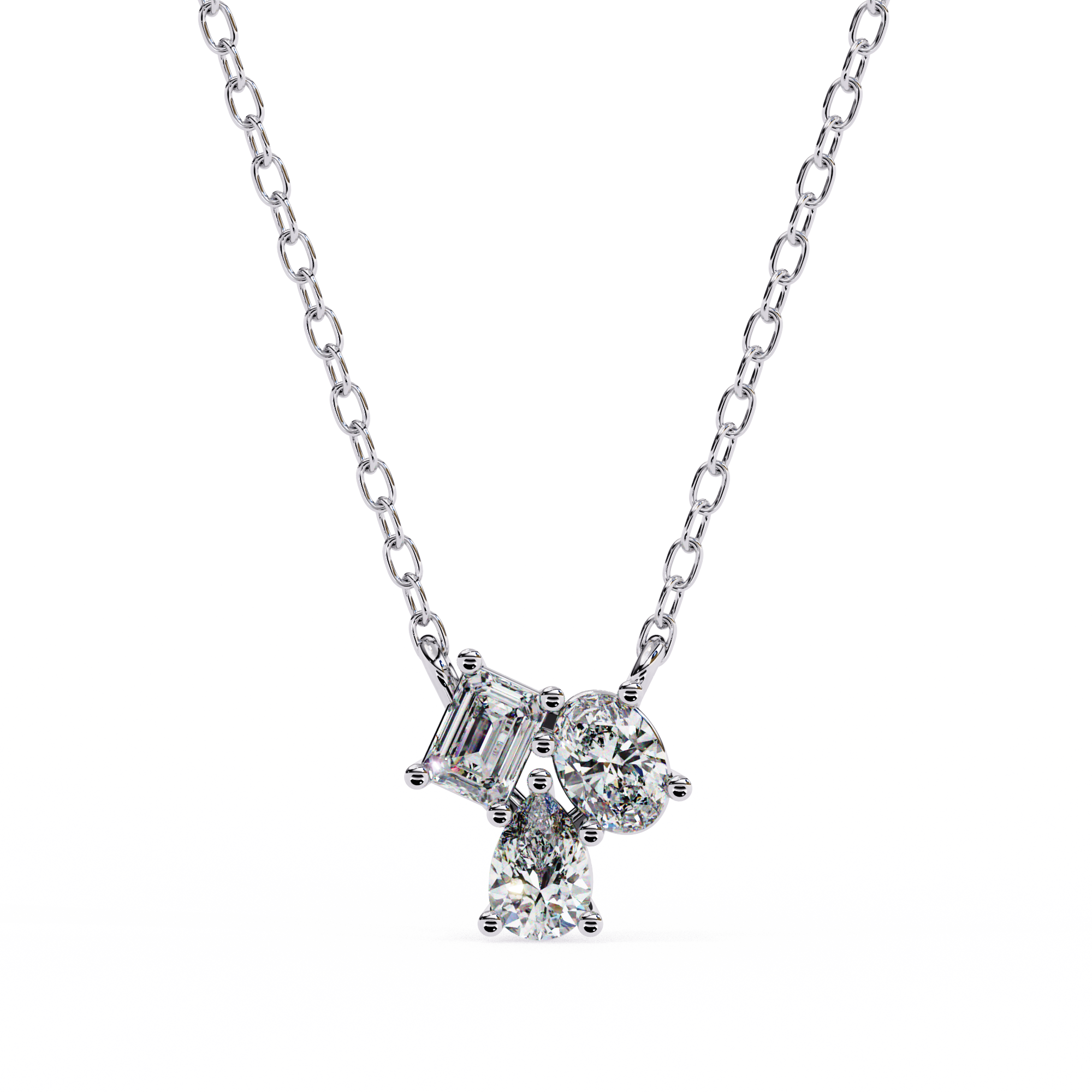 Solitairekart 0.93ct Trio Mixed-Cut Natural Diamond Cluster Pendant-HI Color, VS-SI Clarity