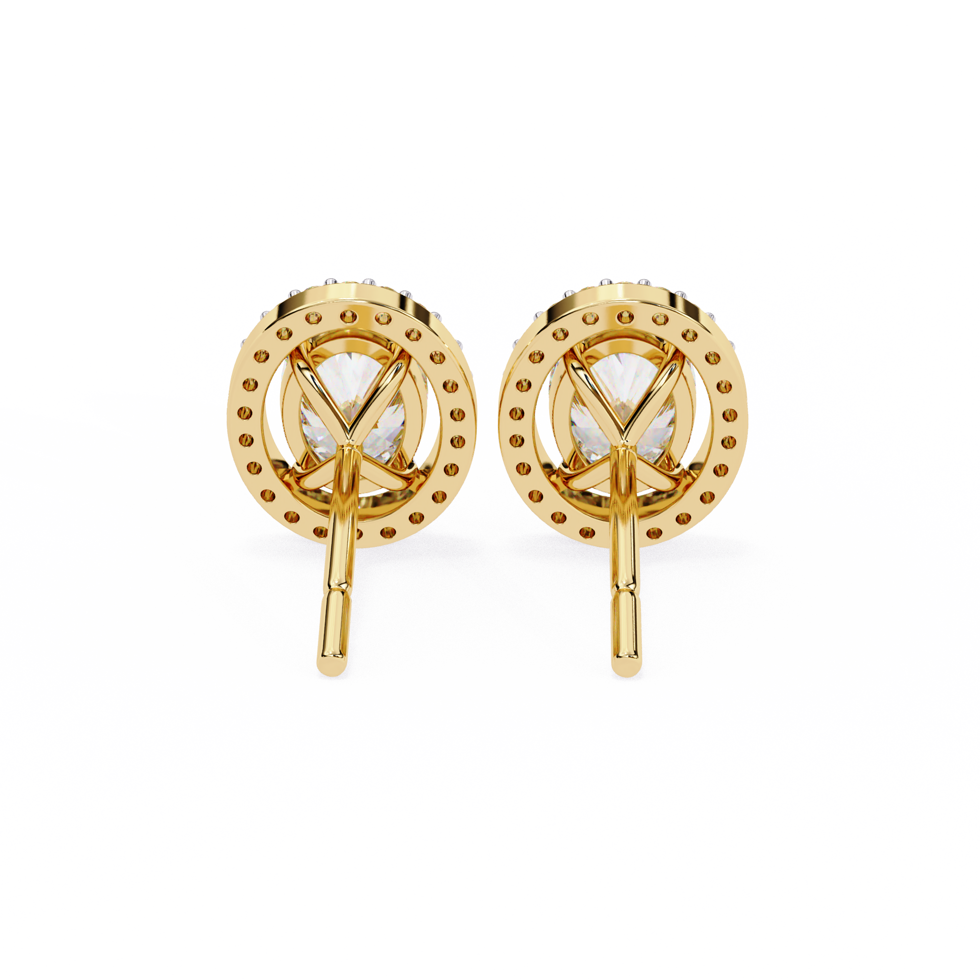 Eternal Oval Glow: 1.94 Carat EF Color VS Lab Grown Diamond Halo Stud Earrings