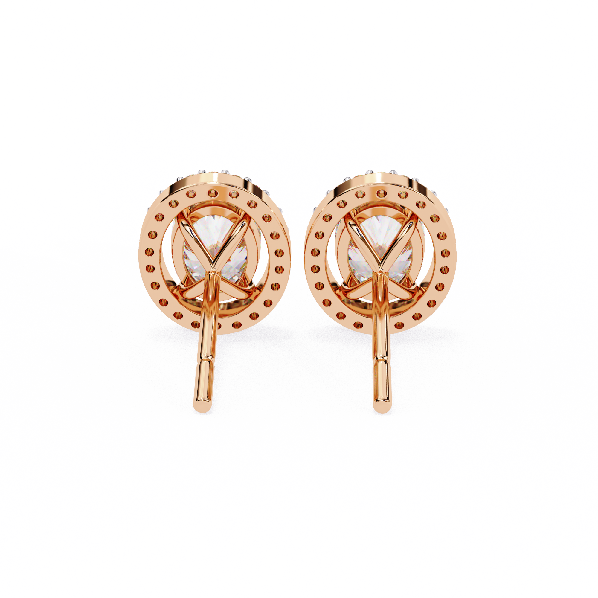 Eternal Oval Glow: 1.94 Carat EF Color VS Lab Grown Diamond Halo Stud Earrings