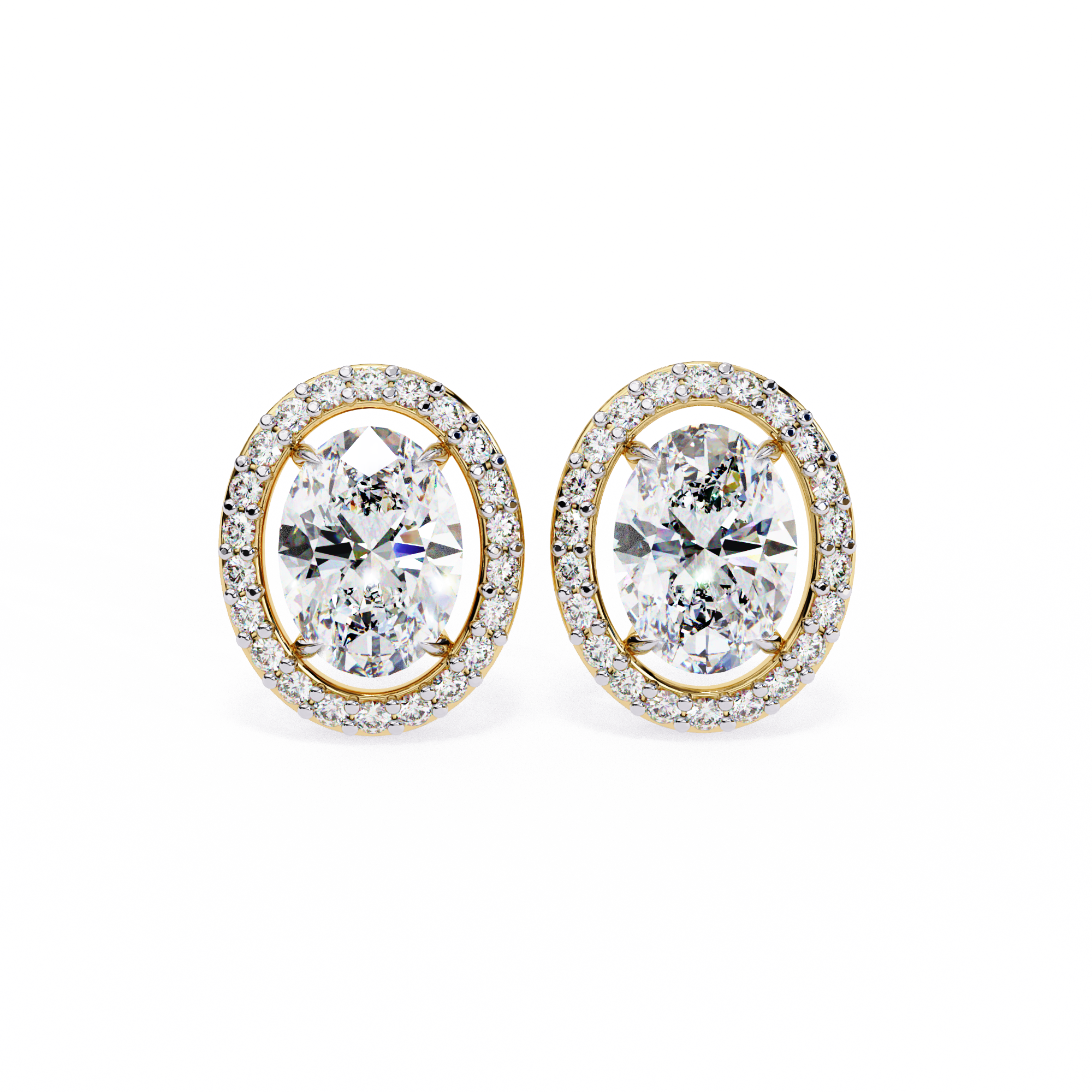 Eternal Oval Glow: 1.94 Carat EF Color VS Lab Grown Diamond Halo Stud Earrings