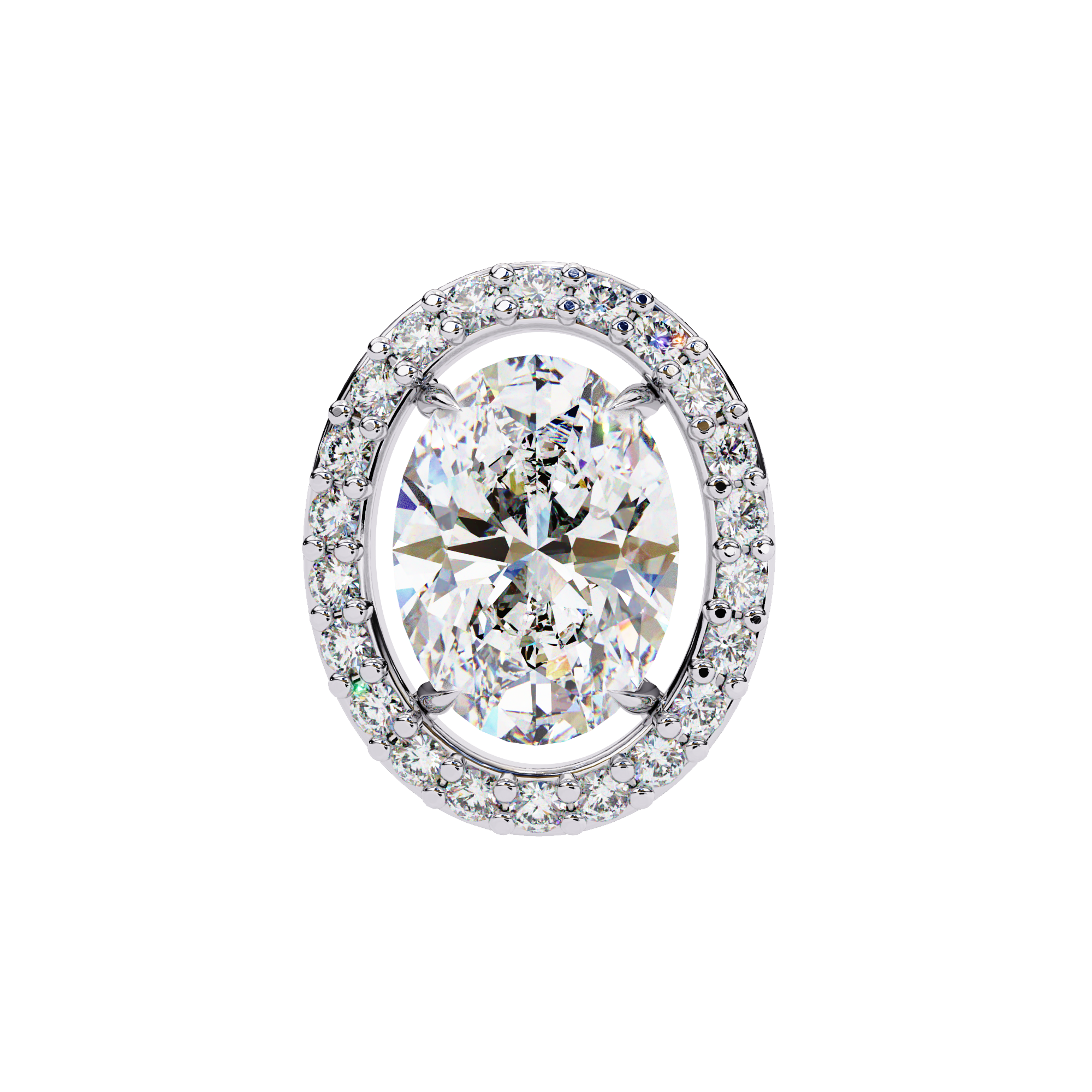 Eternal Oval Glow: 1.94 Carat EF Color VS Lab Grown Diamond Halo Stud Earrings