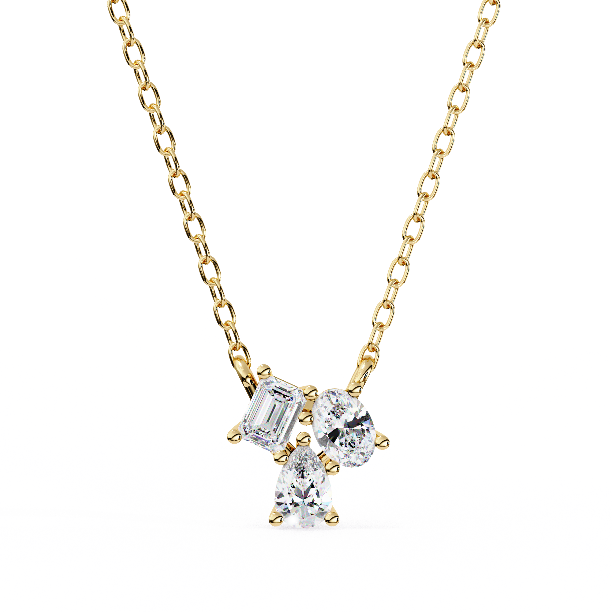 Solitairekart 0.93ct Trio Mixed-Cut Natural Diamond Cluster Pendant-HI Color, VS-SI Clarity