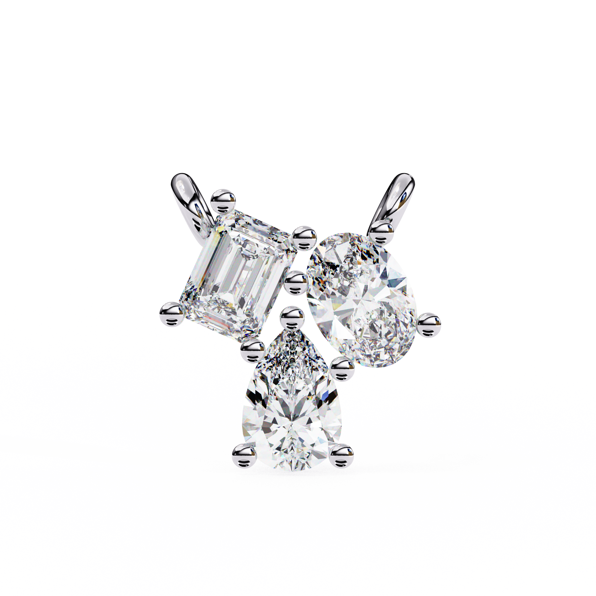 Solitairekart 0.93ct Trio Mixed-Cut Natural Diamond Cluster Pendant-HI Color, VS-SI Clarity