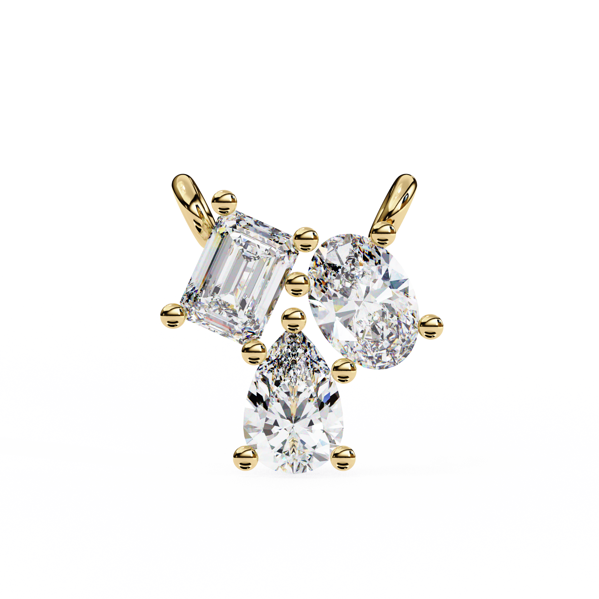 Solitairekart 0.93ct Trio Mixed-Cut Natural Diamond Cluster Pendant-HI Color, VS-SI Clarity