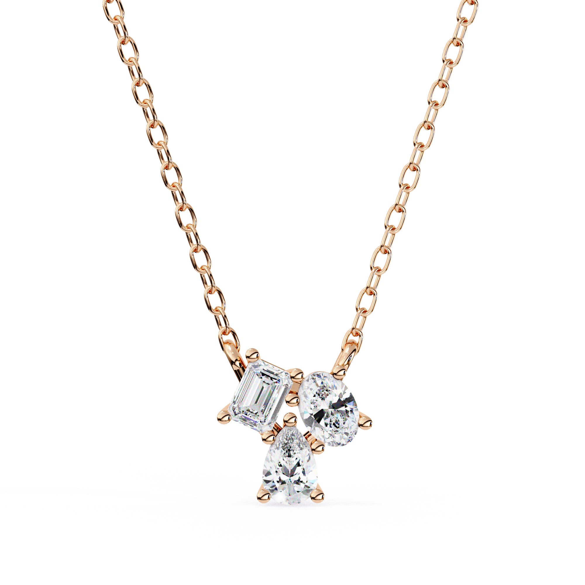 Solitairekart 0.93ct Trio Mixed-Cut Natural Diamond Cluster Pendant-HI Color, VS-SI Clarity