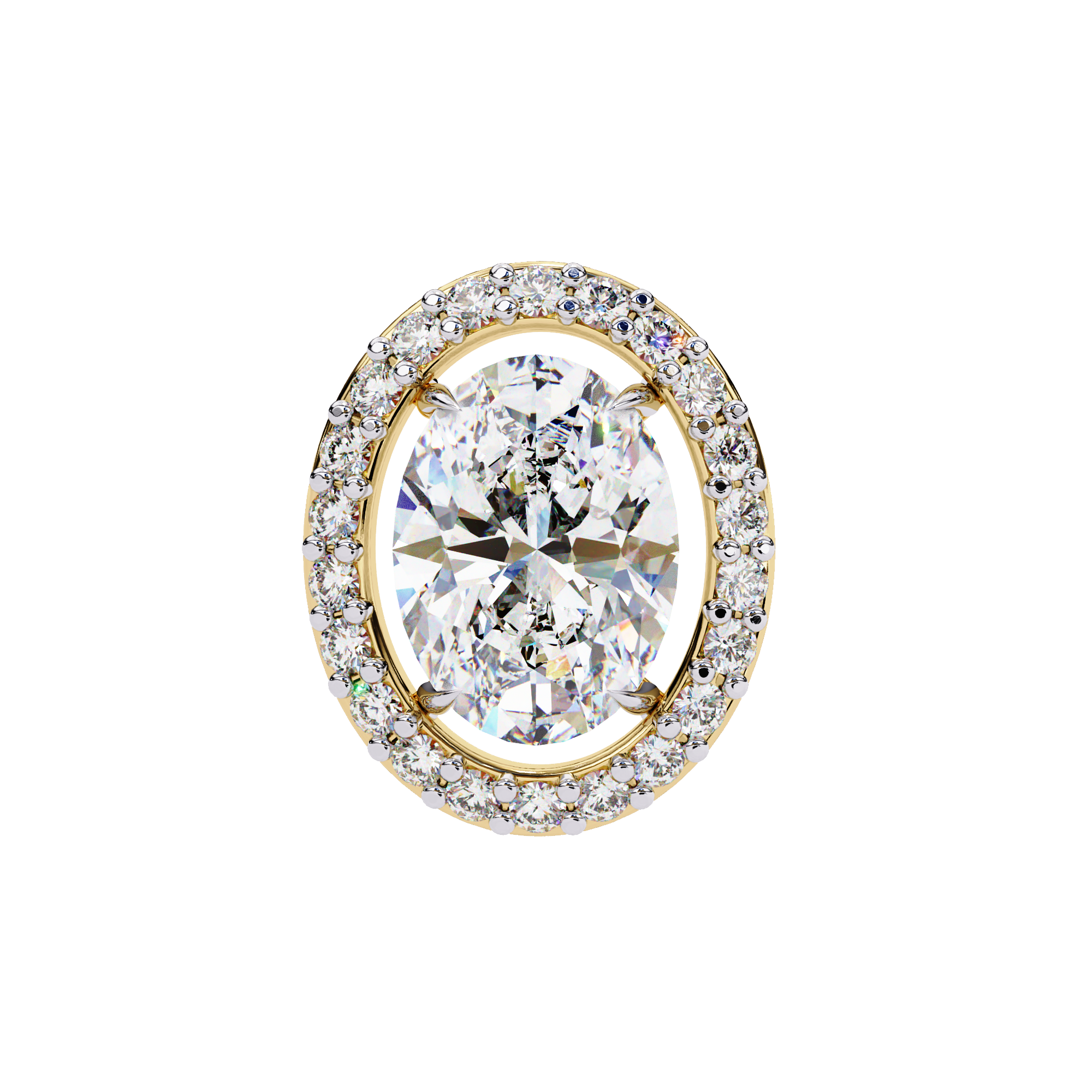 1.94 Carat Natural Diamond Oval Halo Stud Earrings.