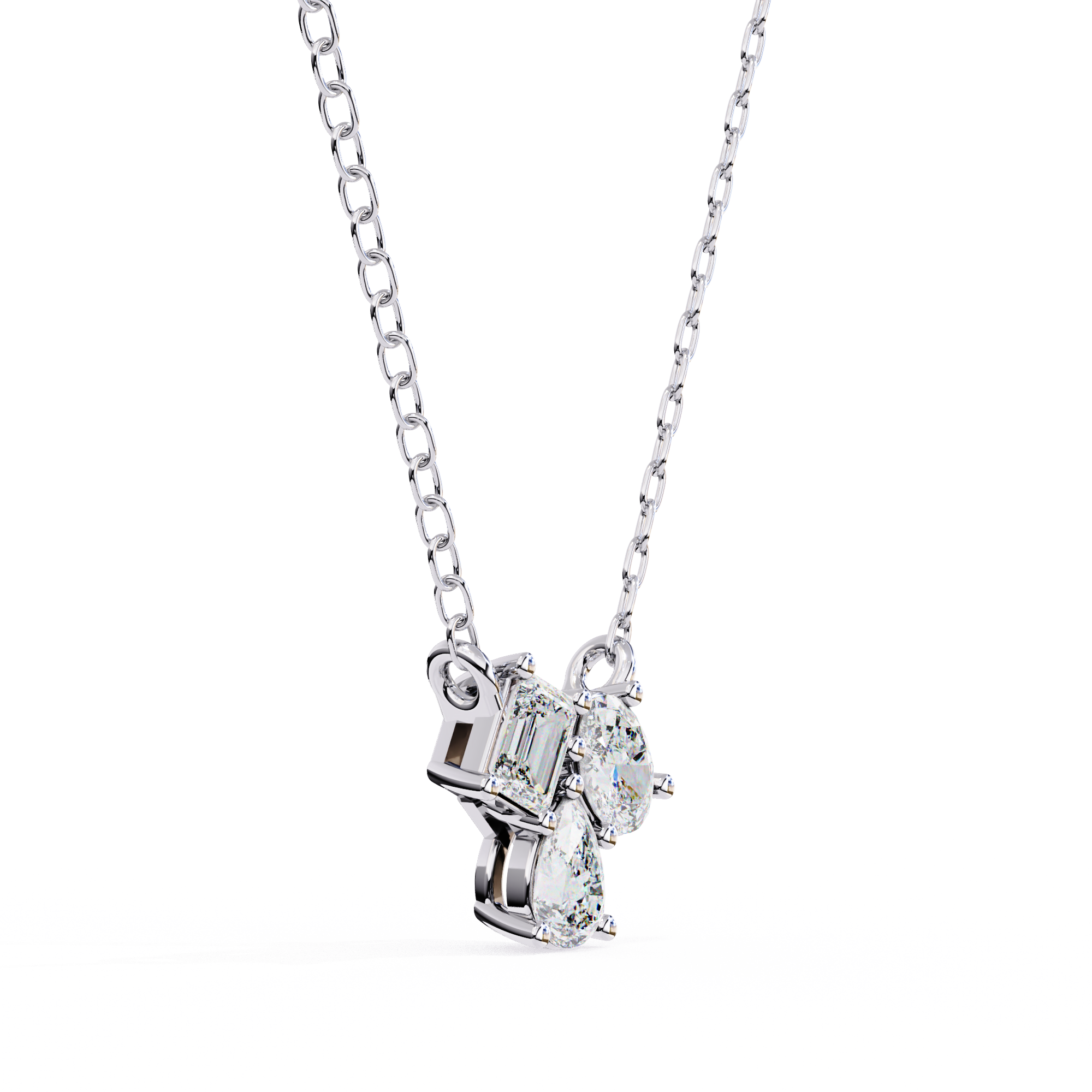 Solitairekart 0.93ct Trio Mixed-Cut Natural Diamond Cluster Pendant-HI Color, VS-SI Clarity