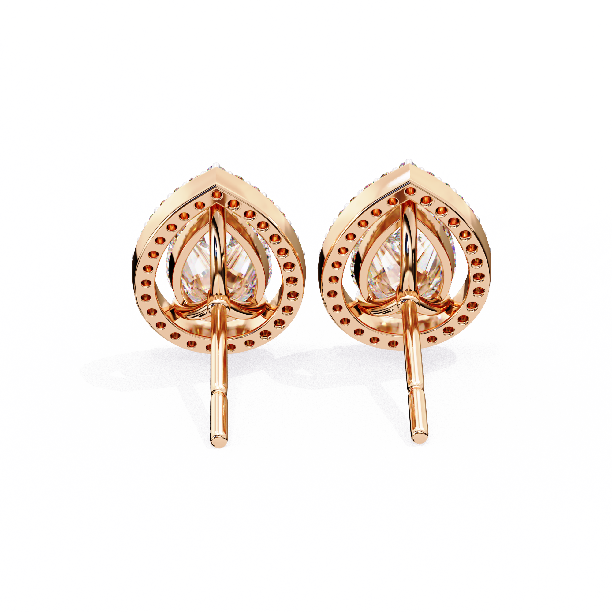 1.62 CT Natural Diamond Pear Halo Stud Earrings