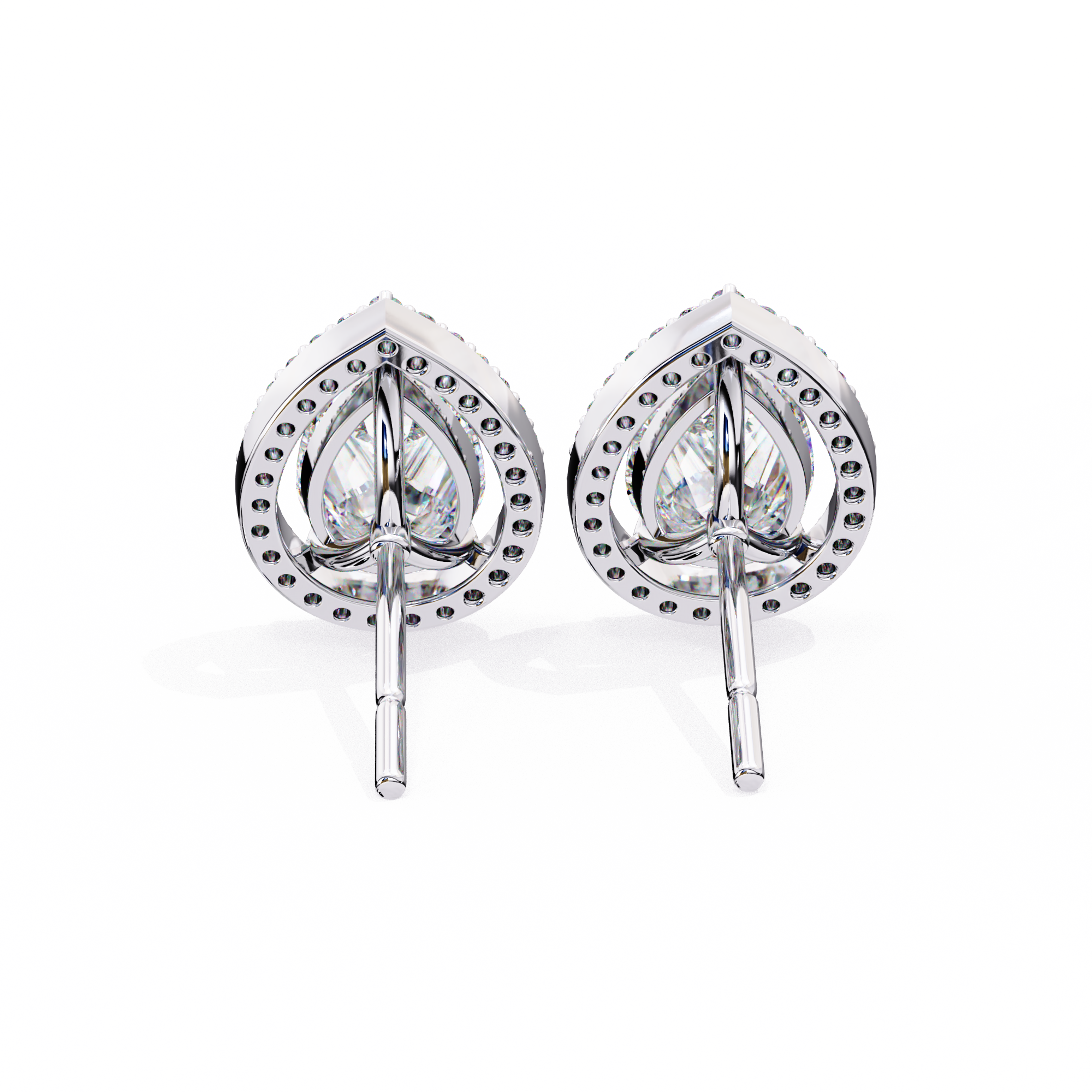 1.62 CT Natural Diamond Pear Halo Stud Earrings.