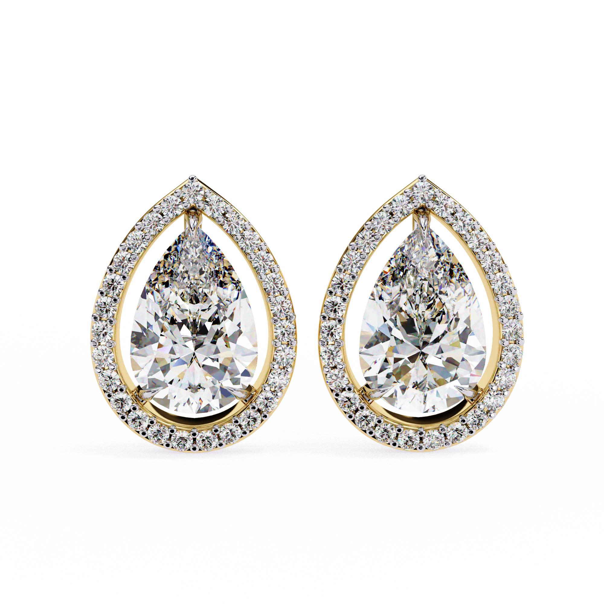 1.62 CT Natural Diamond Pear Halo Stud Earrings