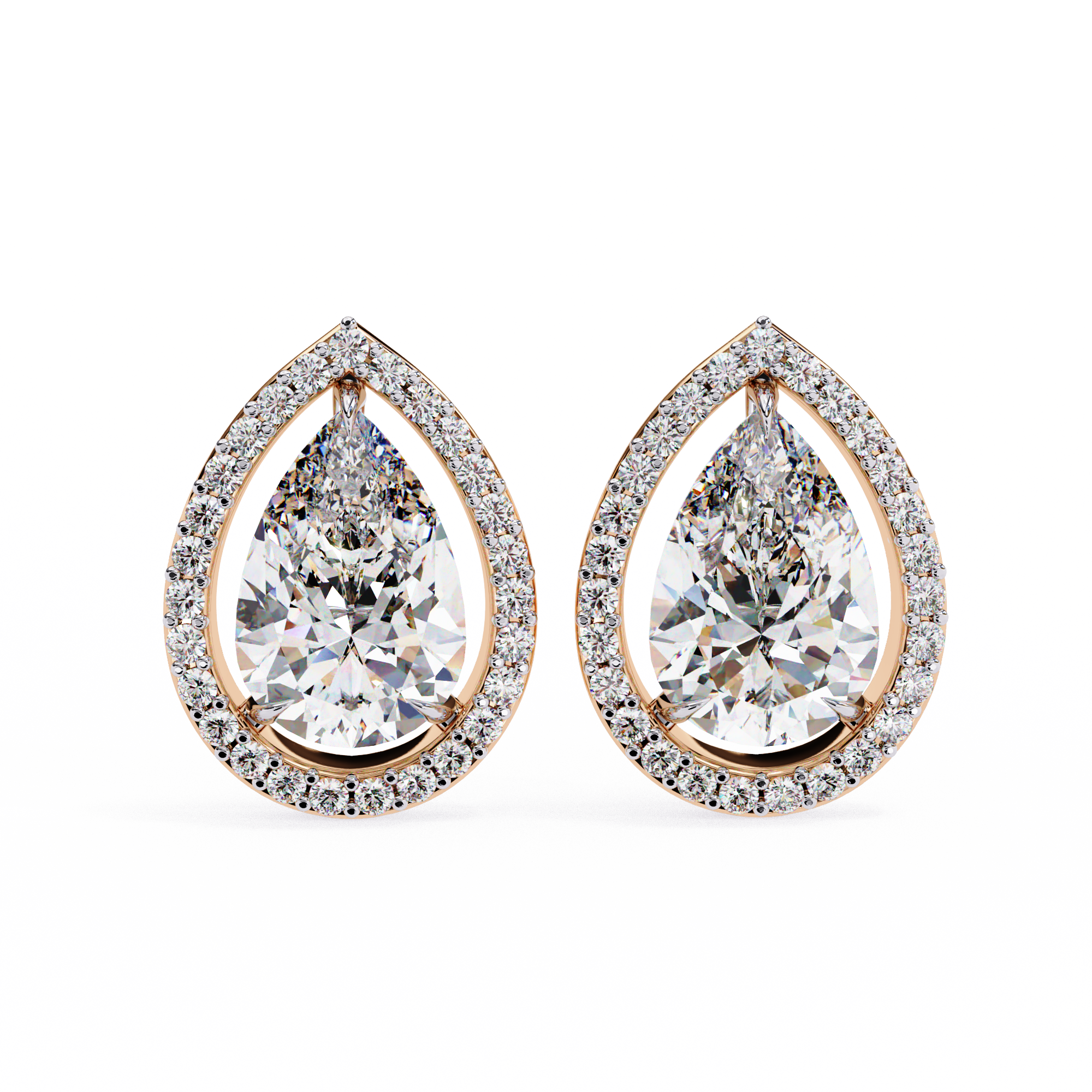 Eternal Pear Glow: 1.62 Carat EF/VS Lab Grown Diamond Halo Stud Earrings