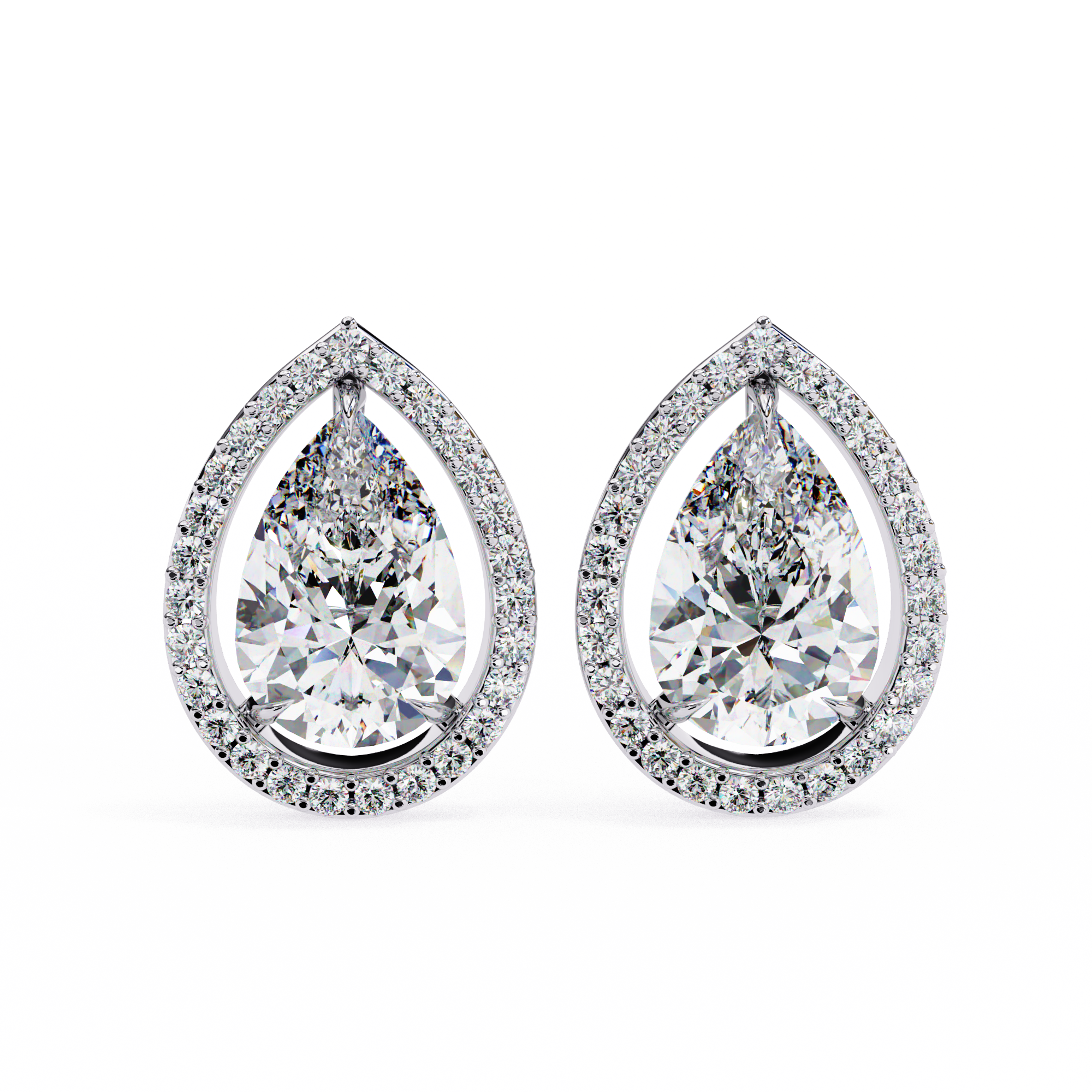 1.62 CT Natural Diamond Pear Halo Stud Earrings