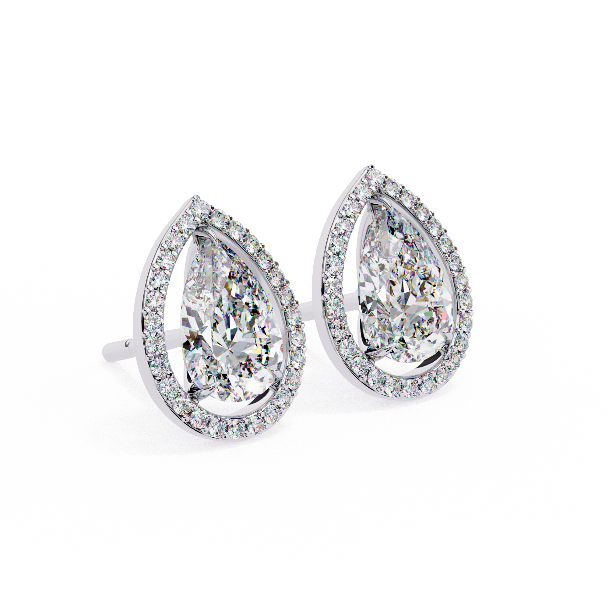 1.62 CT Natural Diamond Pear Halo Stud Earrings