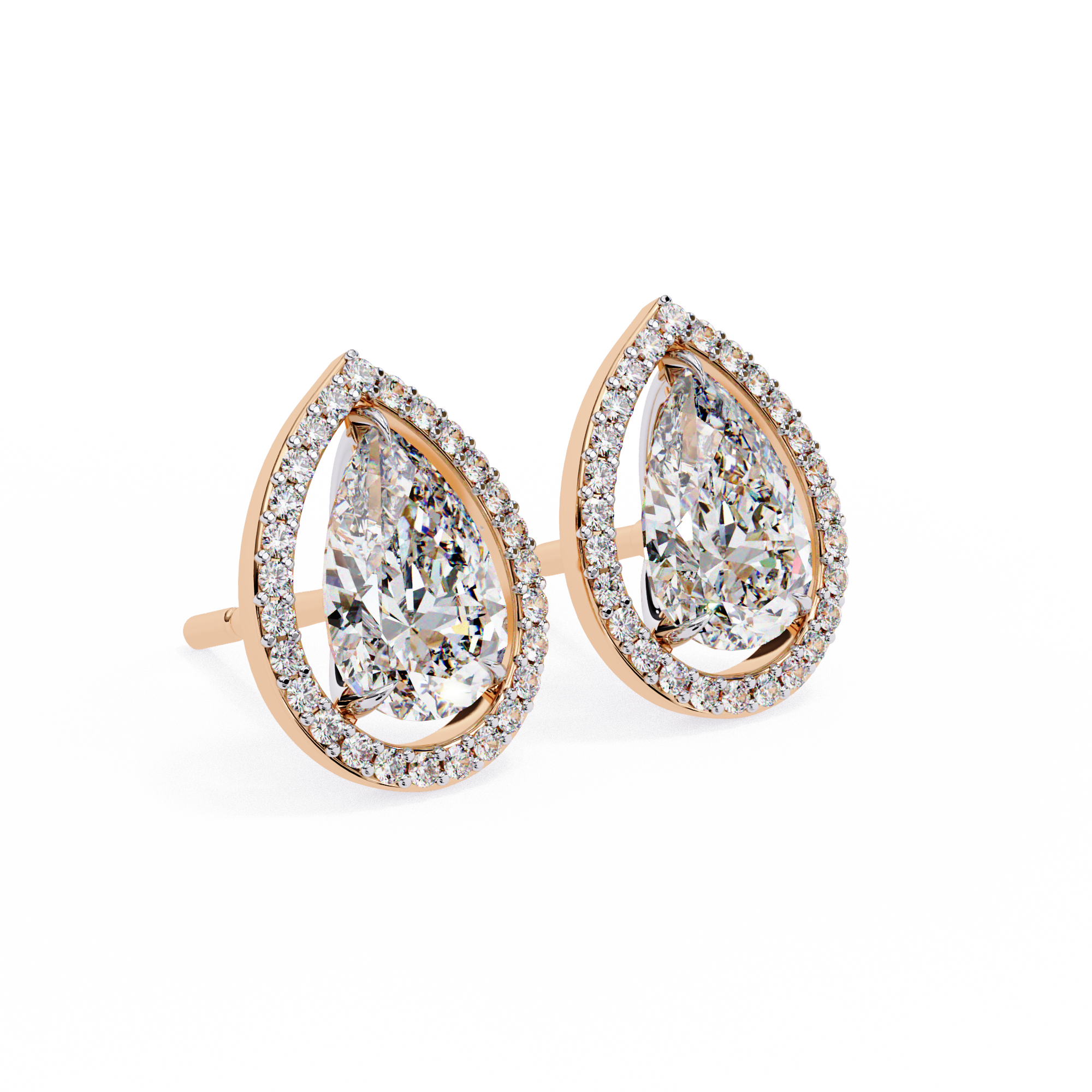 1.62 CT Natural Diamond Pear Halo Stud Earrings