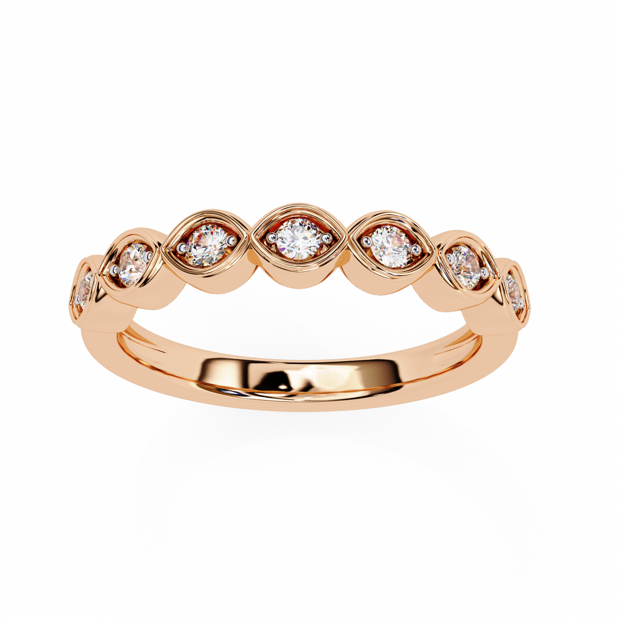 0.21 CT Round Cut Lab Grown Diamond Bezel Setting Eternity Band