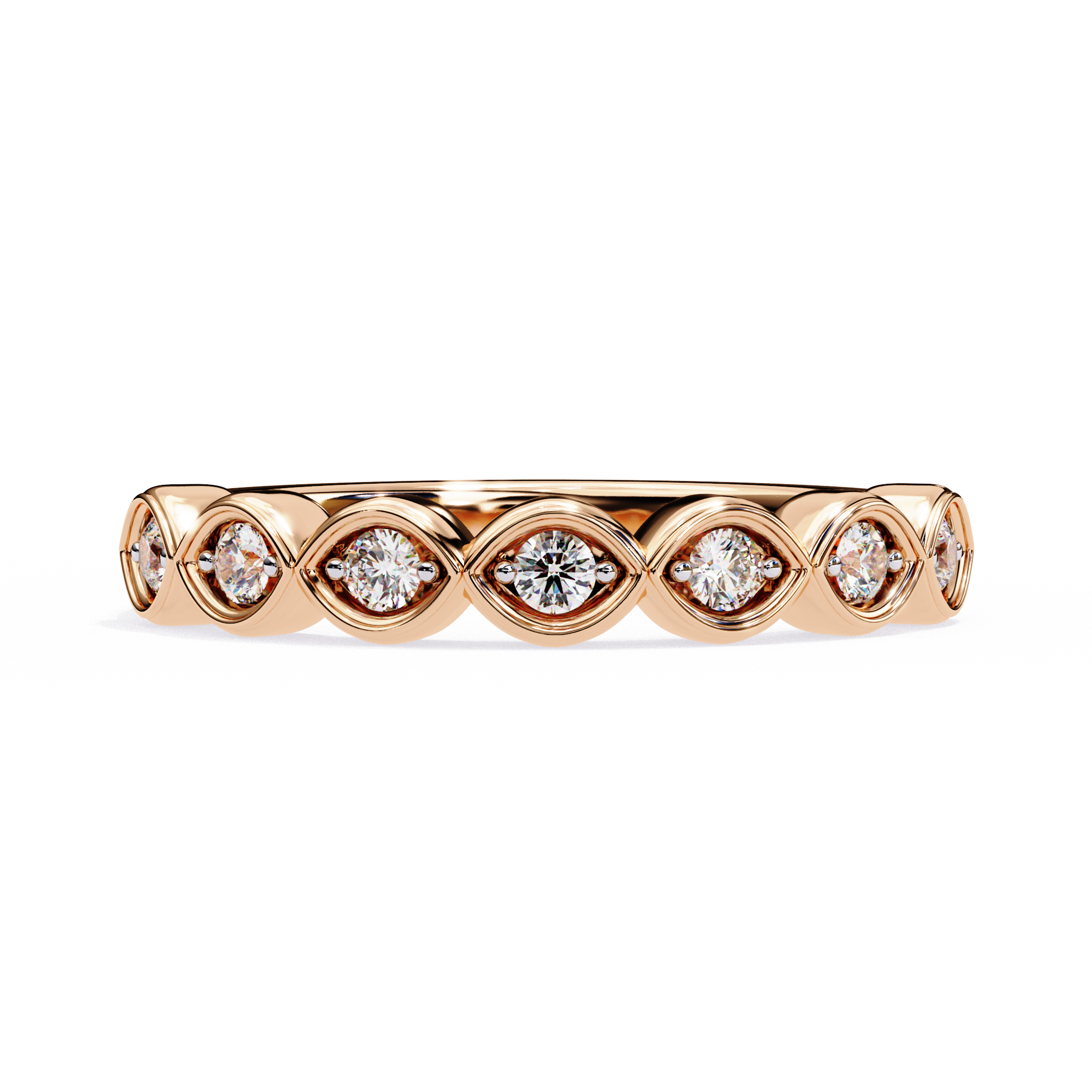 0.21 CT Round Cut Lab Grown Diamond Bezel Setting Eternity Band