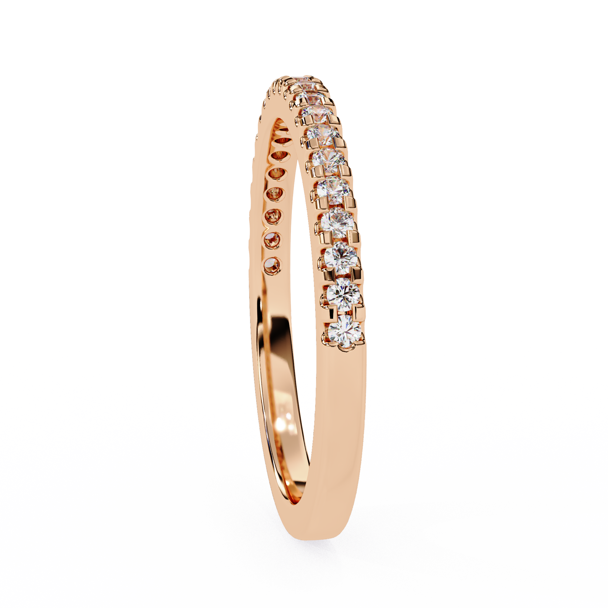 0.22 Carat Round Shape Lab Grown Diamond Pavé Wedding Ring