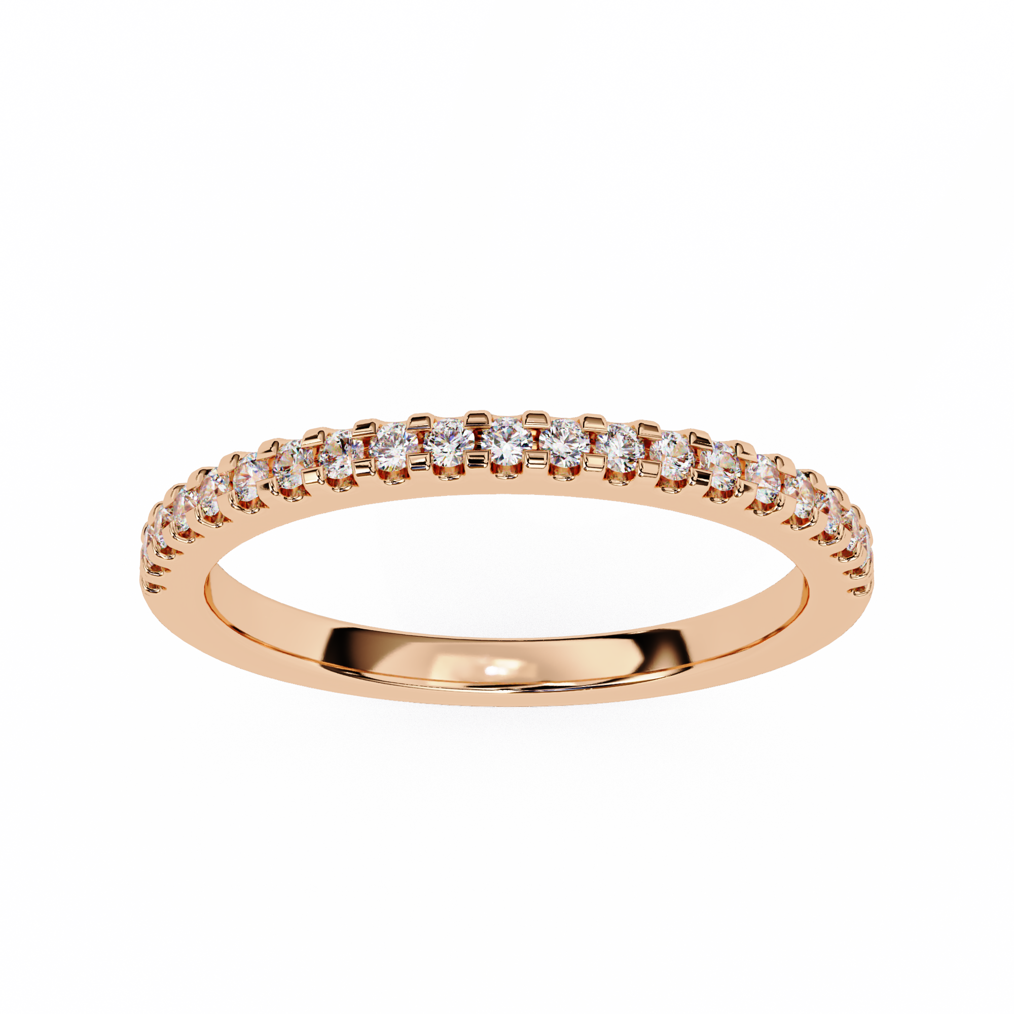 0.22 Carat Round Shape Lab Grown Diamond Pavé Wedding Ring