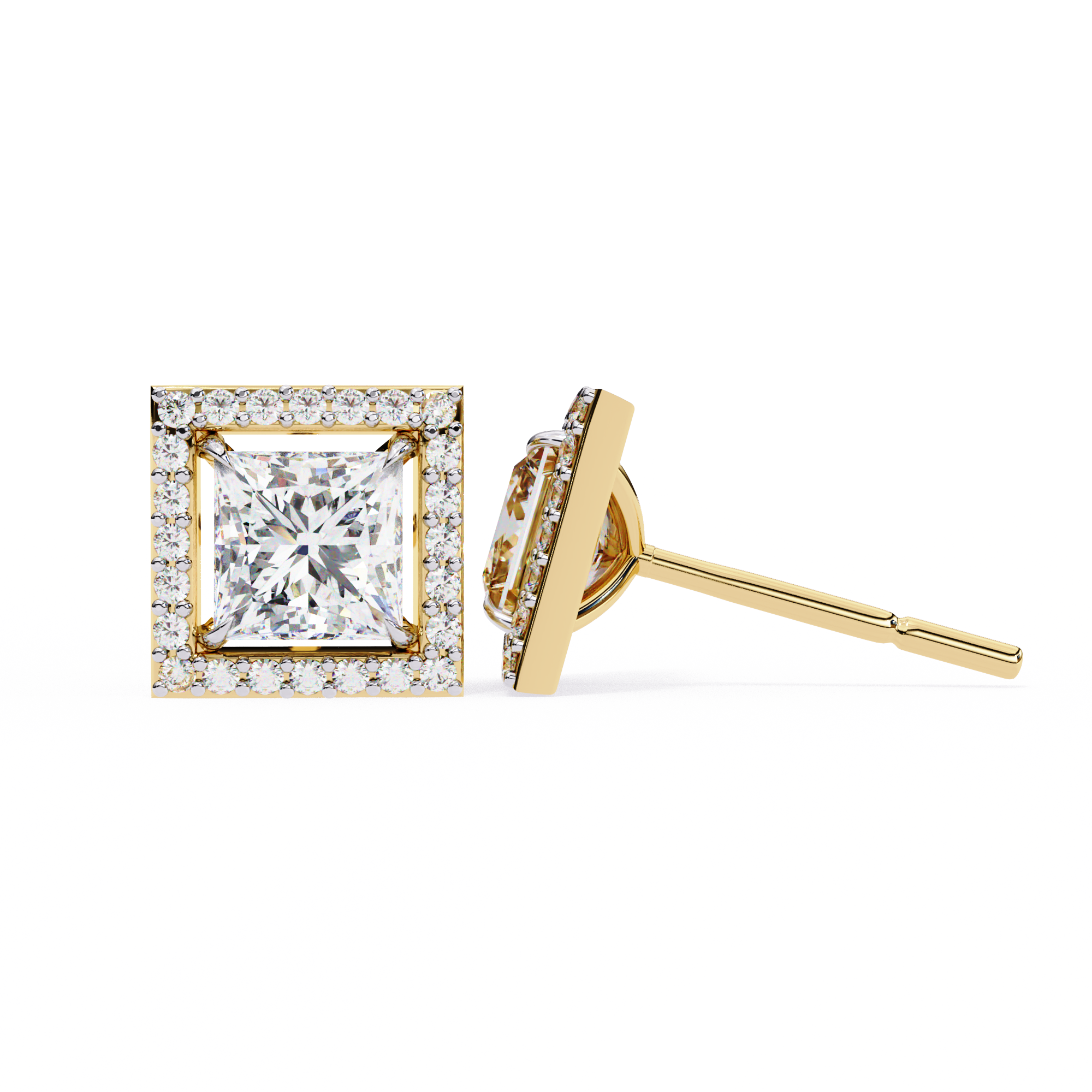 The Princess Halo Signature — 1.68 Carat EF/VS Lab Grown Diamond Studs