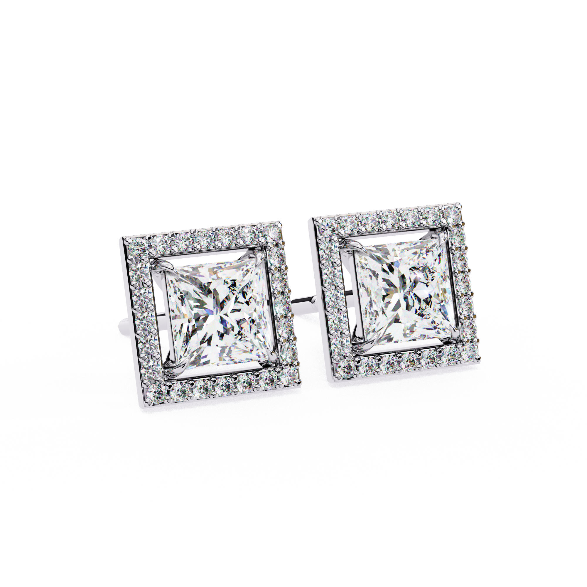 The Princess Halo Signature — 1.68 Carat EF/VS Lab Grown Diamond Studs
