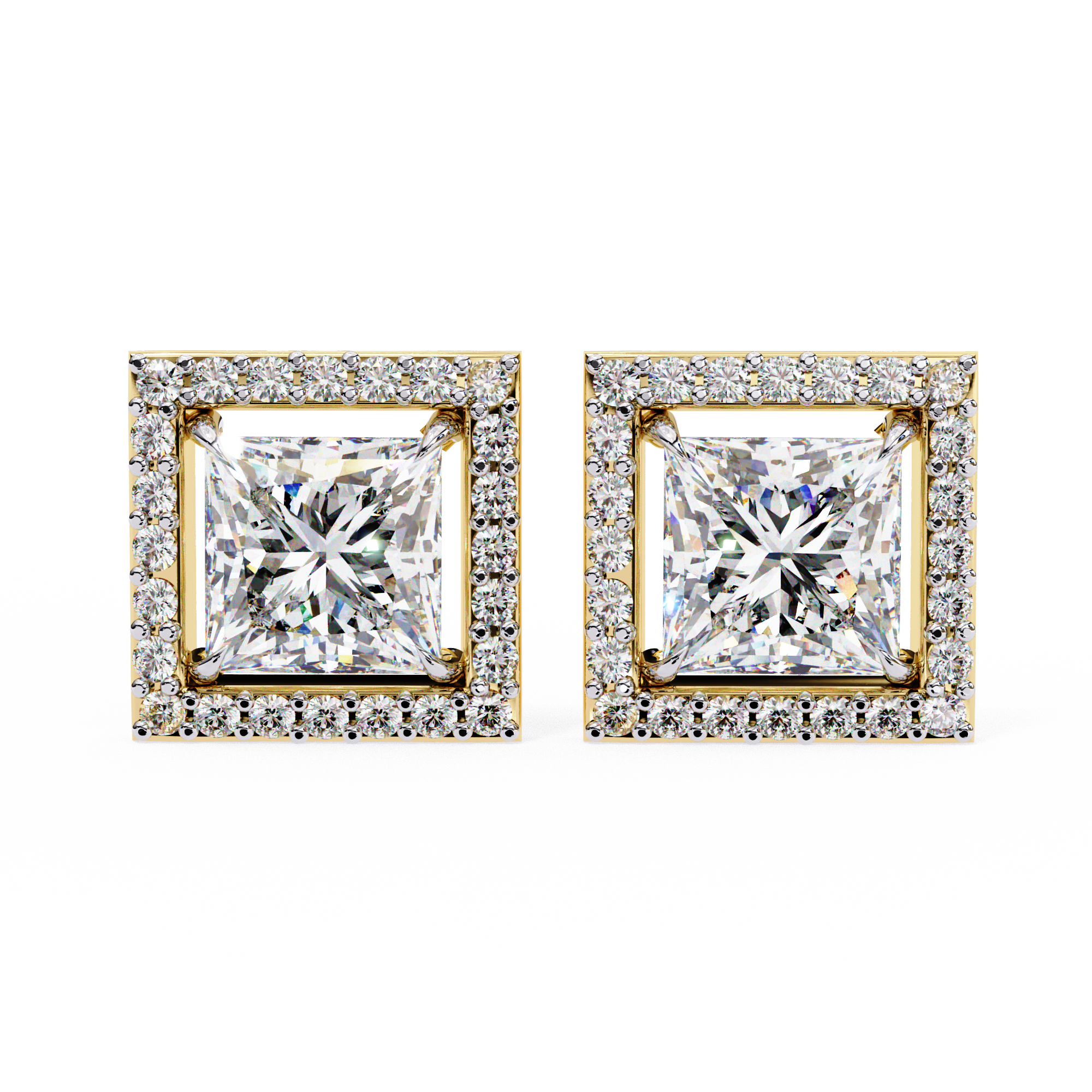 The Princess Halo Signature — 1.68 Carat EF/VS Lab Grown Diamond Studs