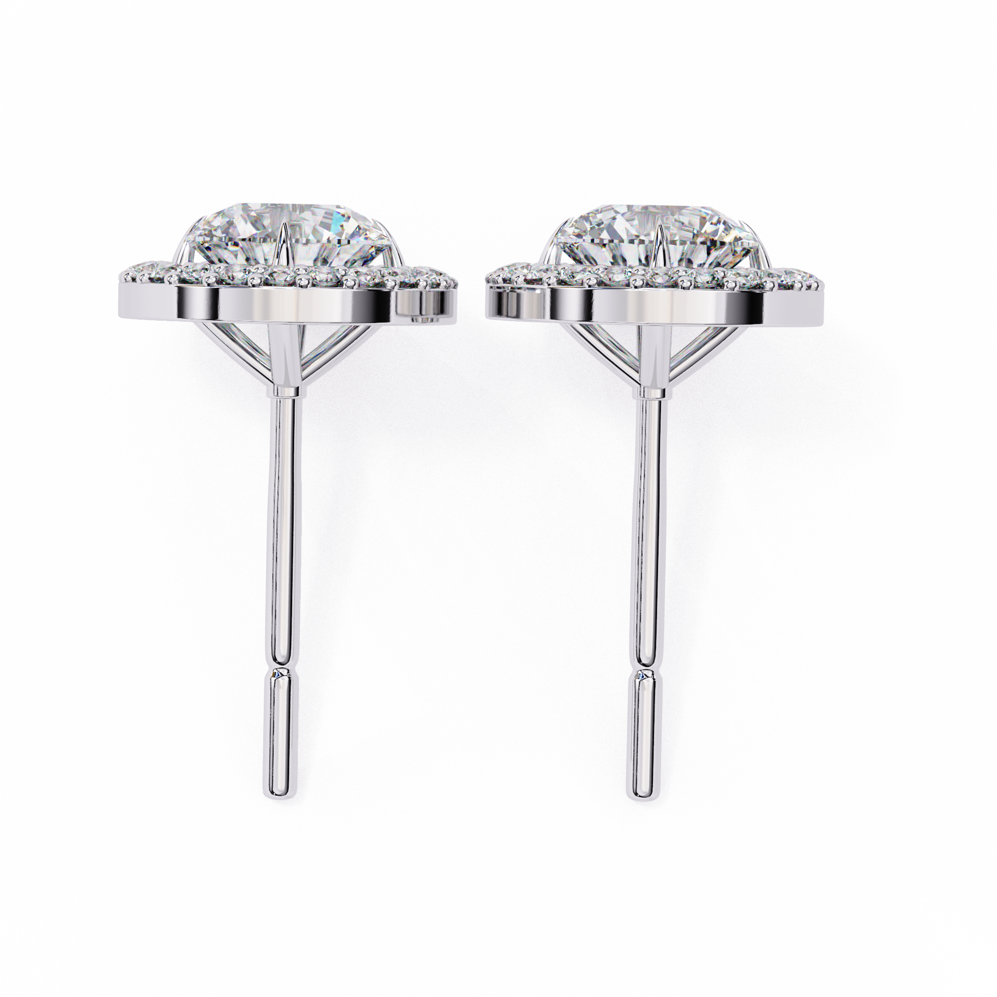 1.84 CT Round Natural Diamond Halo Stud Earrings