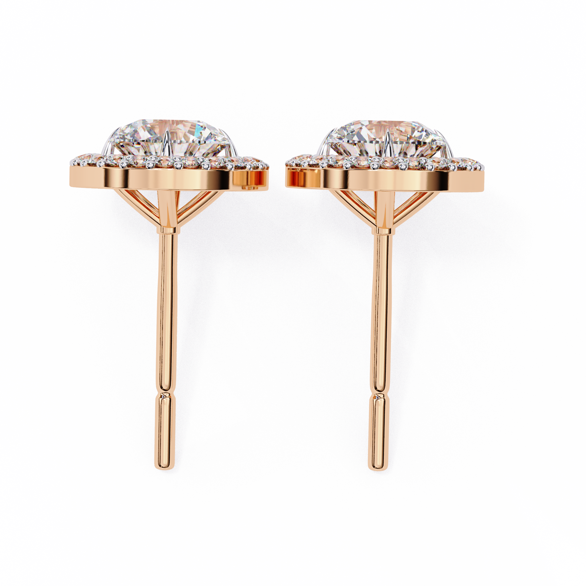 1.84 CT Round Natural Diamond Halo Stud Earrings