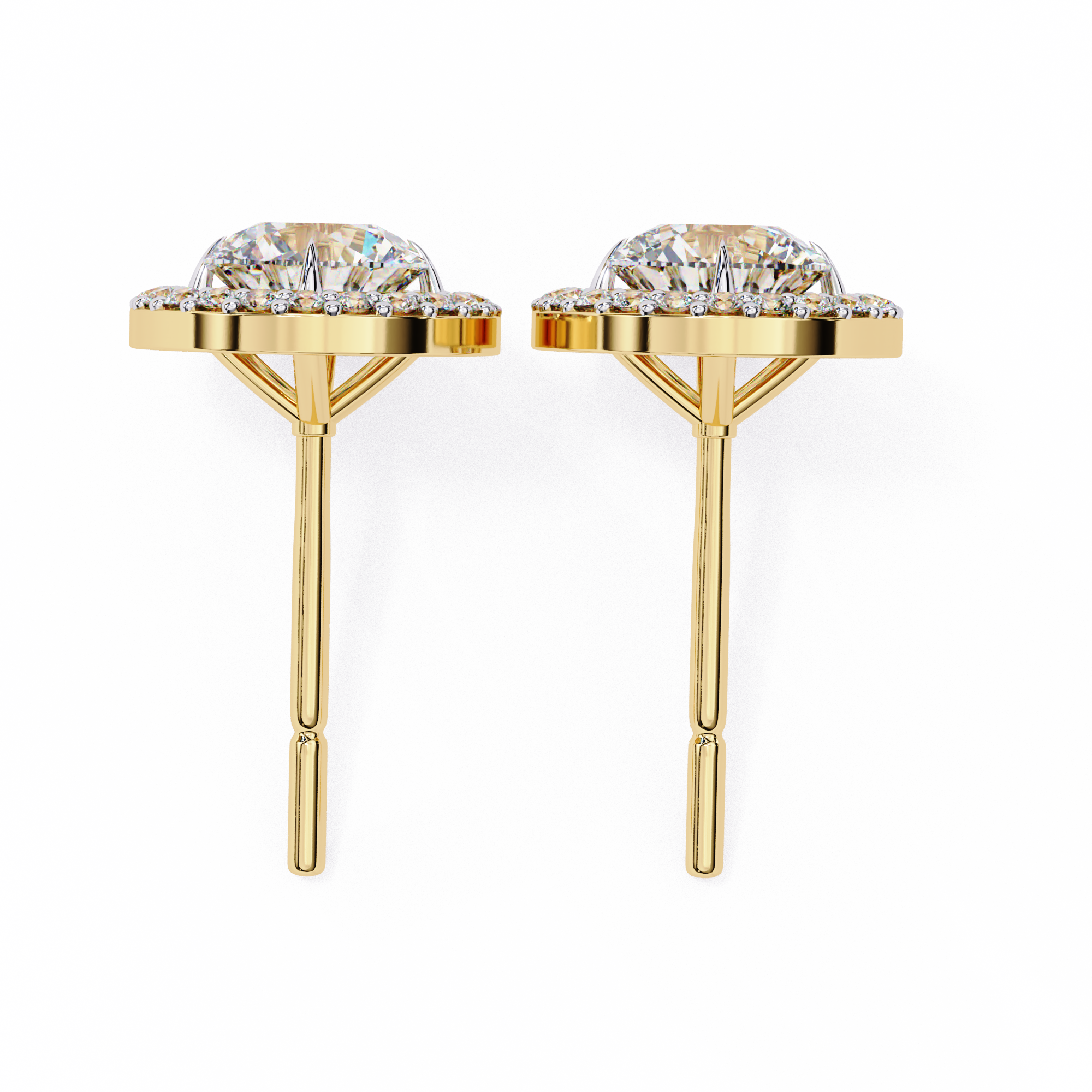 1.84 CT Round Natural Diamond Halo Stud Earrings