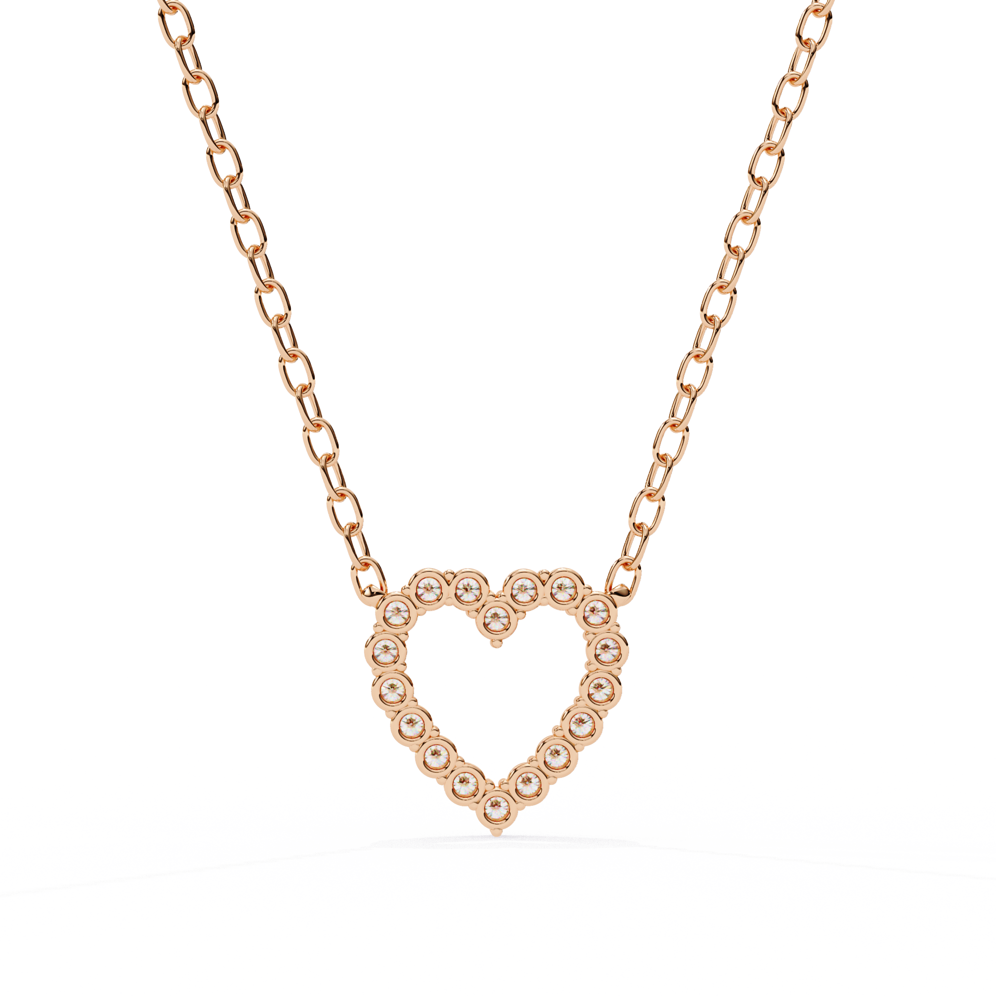 Solitairekart 0.37ct Heart-Shaped Natural Diamond Outline Pendant-HI Color, VS-SI Clarity
