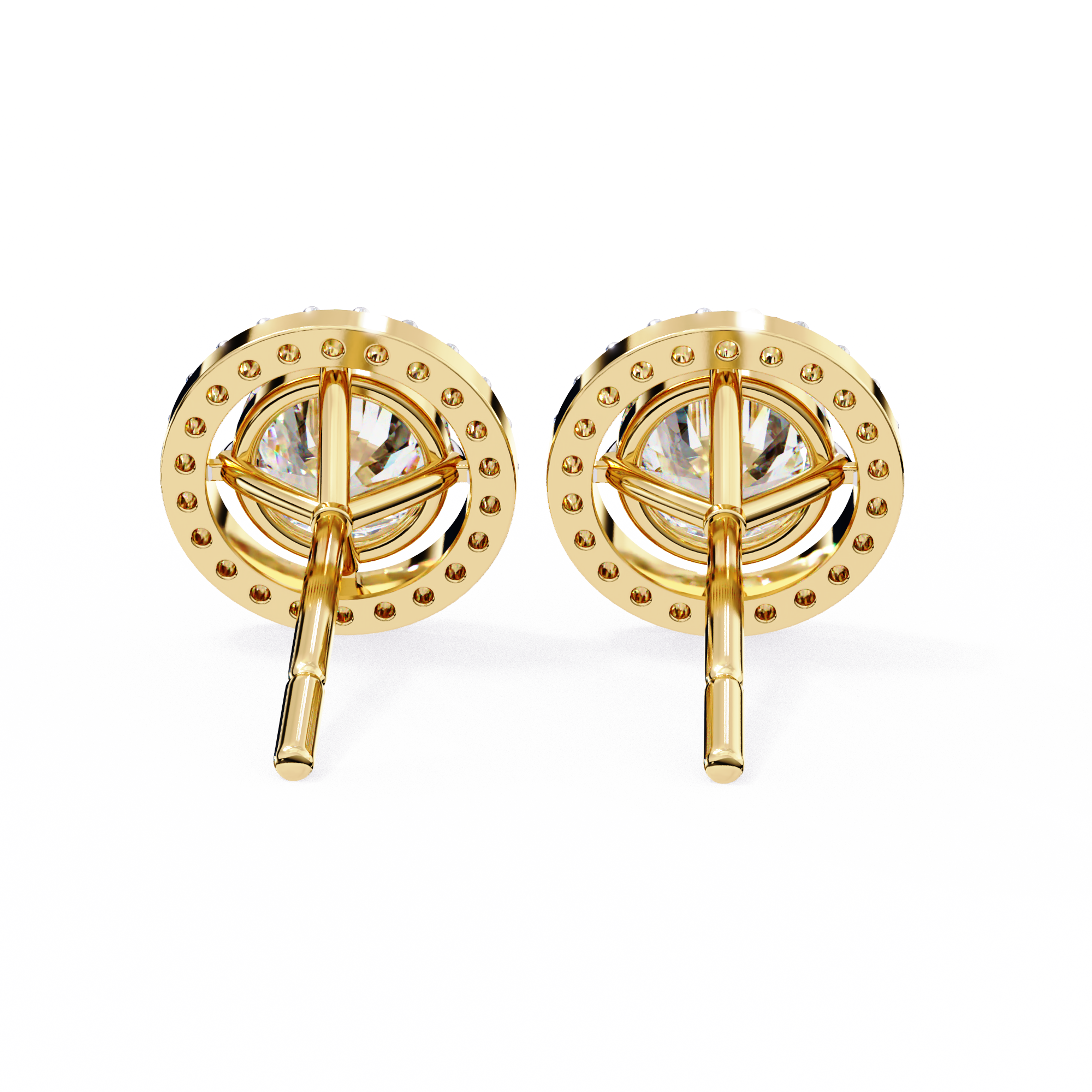 1.84 CT Round Natural Diamond Halo Stud Earrings